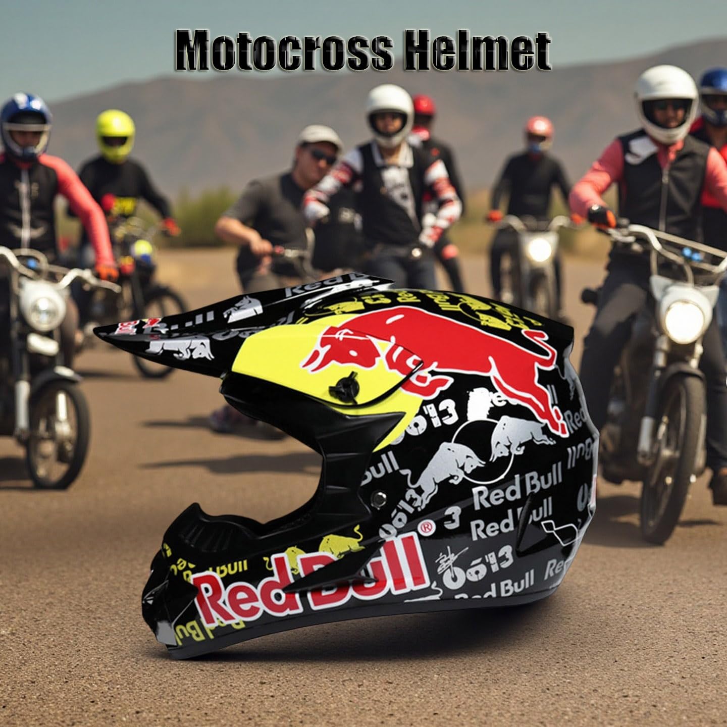 Casco De Motocross para Juvenil Y Adultos, Casco De Motocicleta Juvenil, Casco De Cross, Casco Integral para Todoterreno, Descenso, Certificado Dot con Gafas Máscara Y Guantes