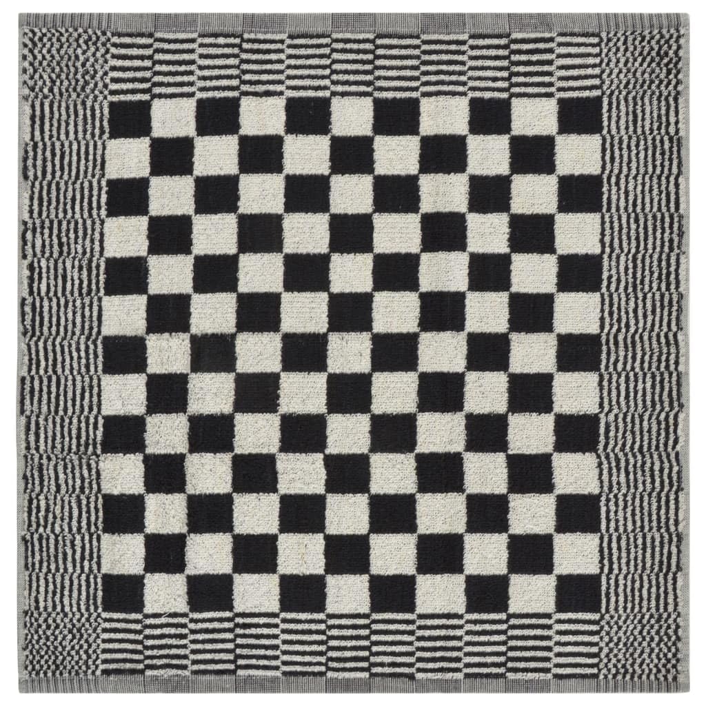 Set di 10 asciugamani in cotone nero bianco con 5 strofinacci da 50 x 70 cm e 5 asciugamani ospite 50 x 50 cm, assorbenti, morbidi, per cucina, bagno e asciugamani per ospiti