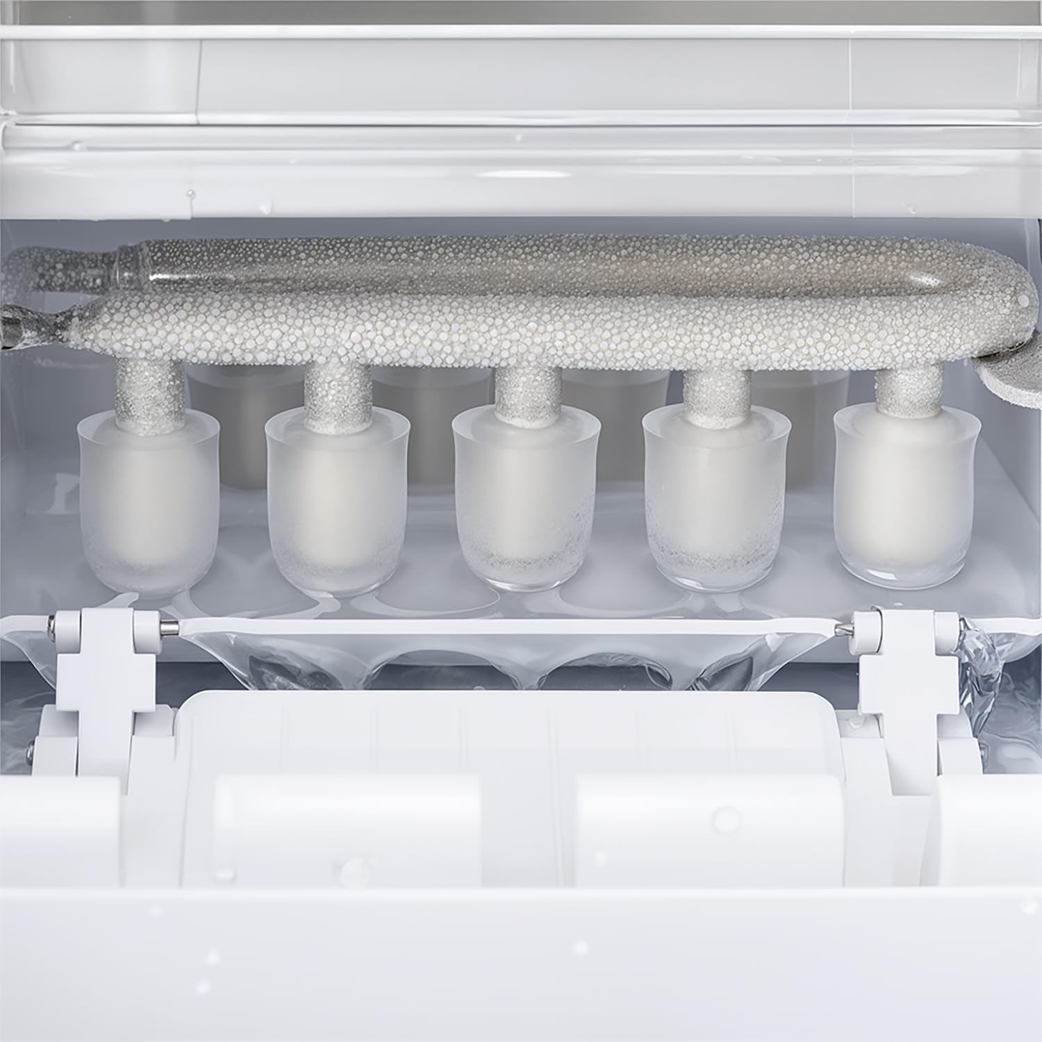 H.Koenig KB14 Eiswürfelmaschine, 12kg in 24 Stunden, Eiswürfel in 6min, 2 Eiswürfelgrößen, 120 W Silber leise, Eiswürfelbereiter Edelstahl, 2.1 L, Eiswürfelschaufel