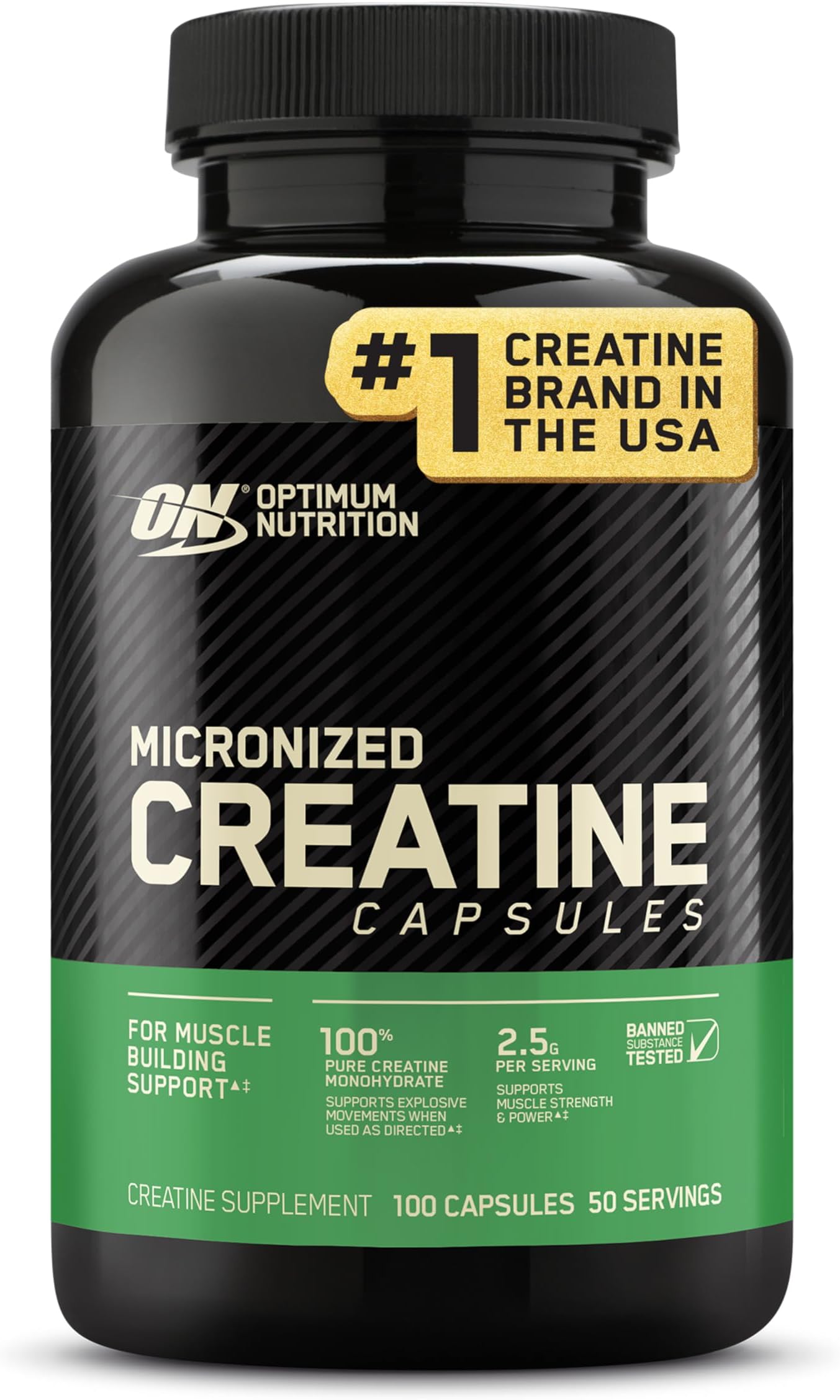 Micronized Creatine Monohydrate Capsules, Keto Friendly, 2500mg, 100 Capsules