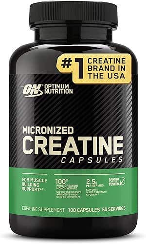 Optimum Nutrition Micronized Creatine Monohydrate Capsules, Keto Friendly, 2500mg, 100