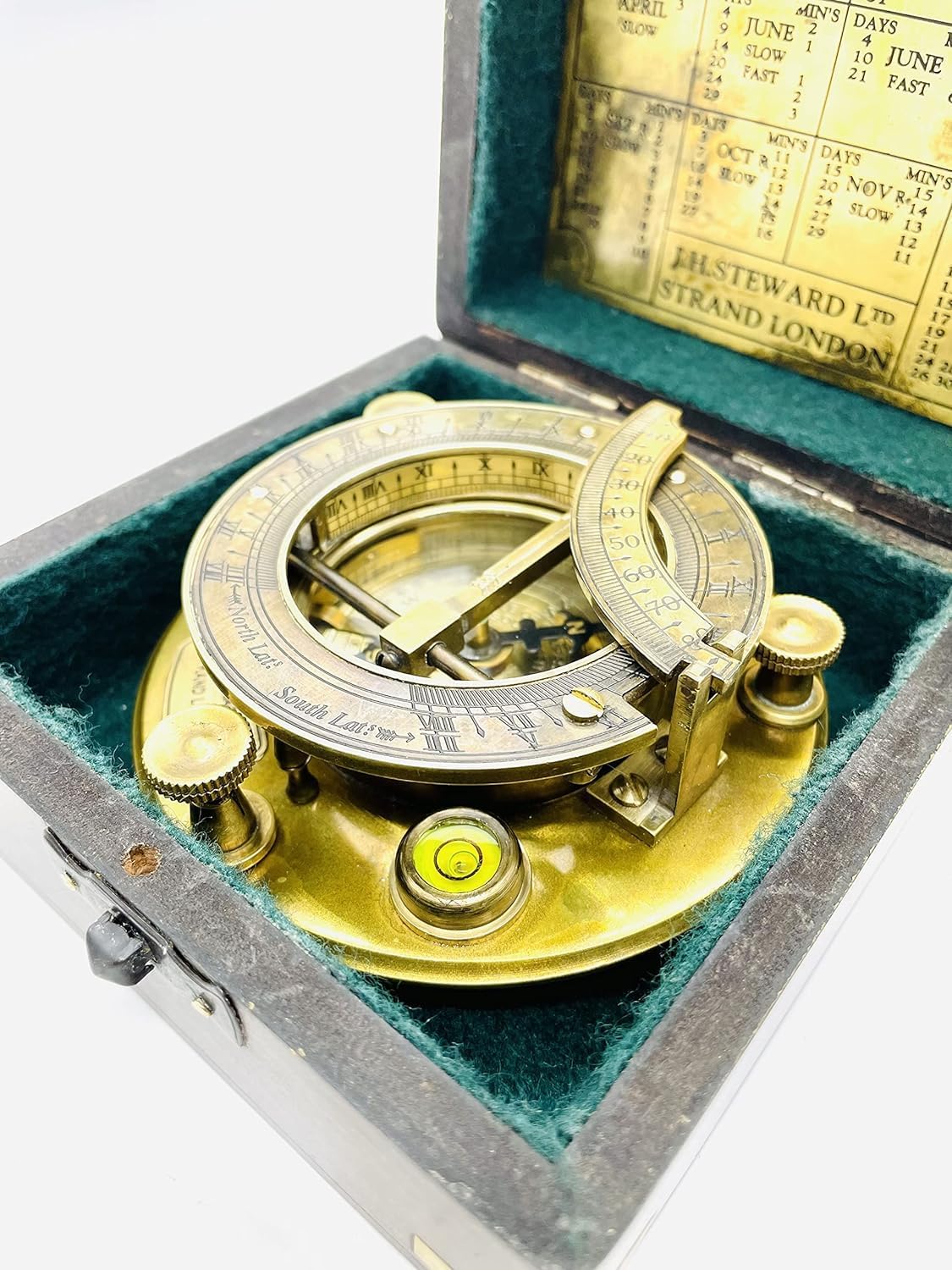 JMM 4 Inches Sundial Compass, Antique Finish Compass with Wooden Protective Box for Camping, Hiking, Directional 1