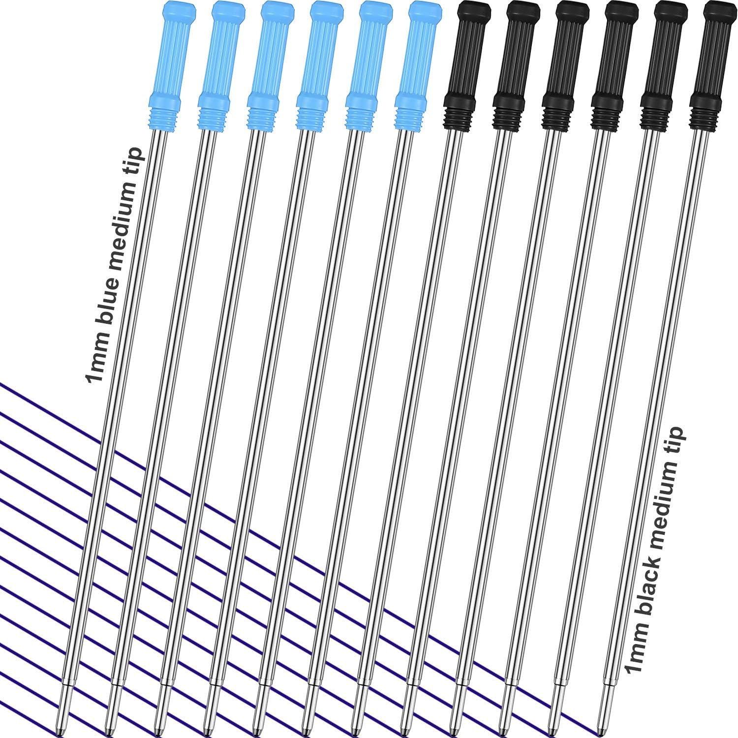 Khazna Ballpoint Pen Refills, Replaceable Compatible with Cross Ballpoint 1.0 mm 4.5 Inch Smooth Writing Quick Drying Refill Black and Blue 36 Pieces