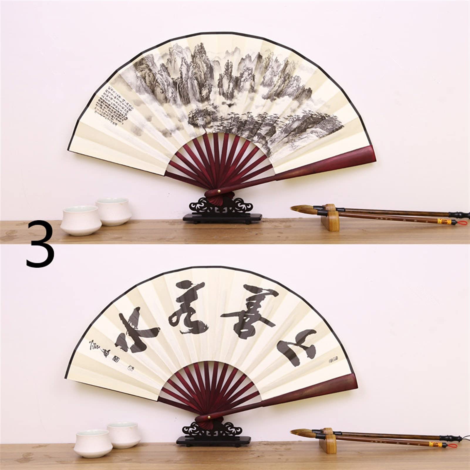 LKLNKVL folding fan, Folding Hand Fan - 1Pc Portable Retro Hand-held Chinese Style Decorative Handle Dancing for Wedding Photography Props(3)