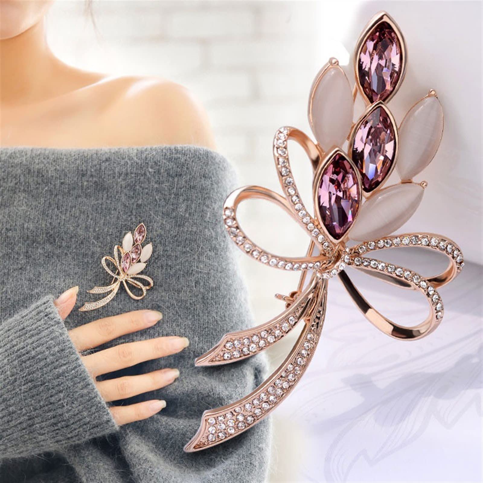 Frauen Brosche Hochwertige Damen Brosche Luxus Mode Anzug Schal Mantel Dekoration Zubehör Dekoration Anstecknadeln (Color : Roze)