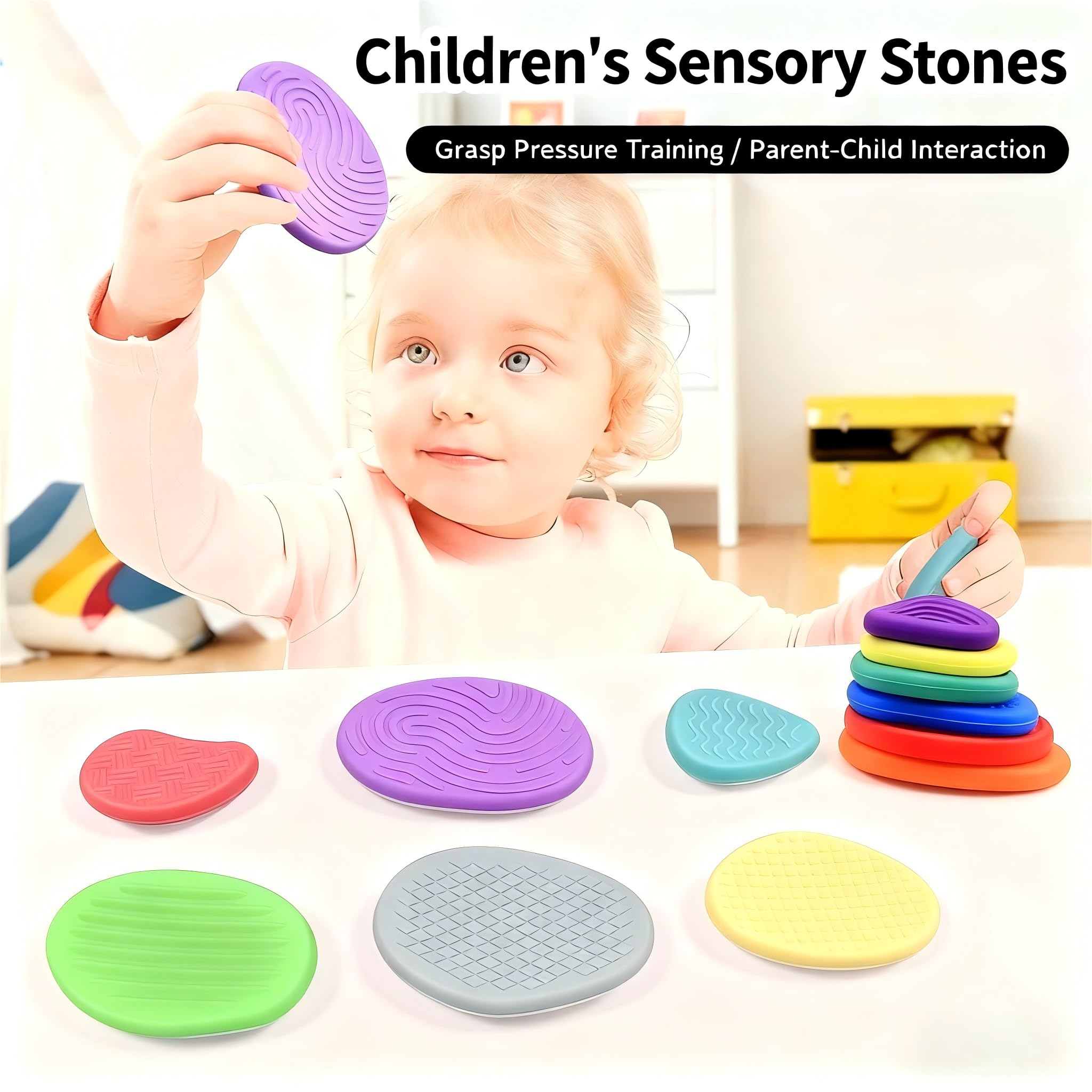 Fidget Toys Sensory Stones, zabawki antystresowe, sensoryczne, antystresowe, teksturowane, dla dzieci z autyzmem, 12 sztuk