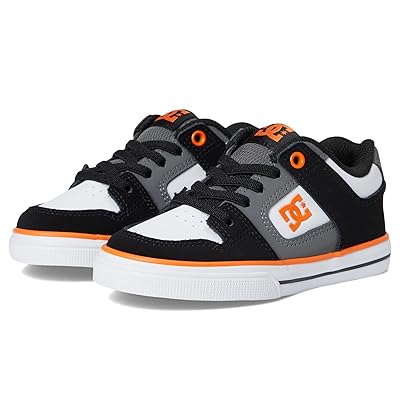 DC Kids Pure Elastic (Little Kid/Big Kid) Boy Kids Shoes Black/Grey/Orange