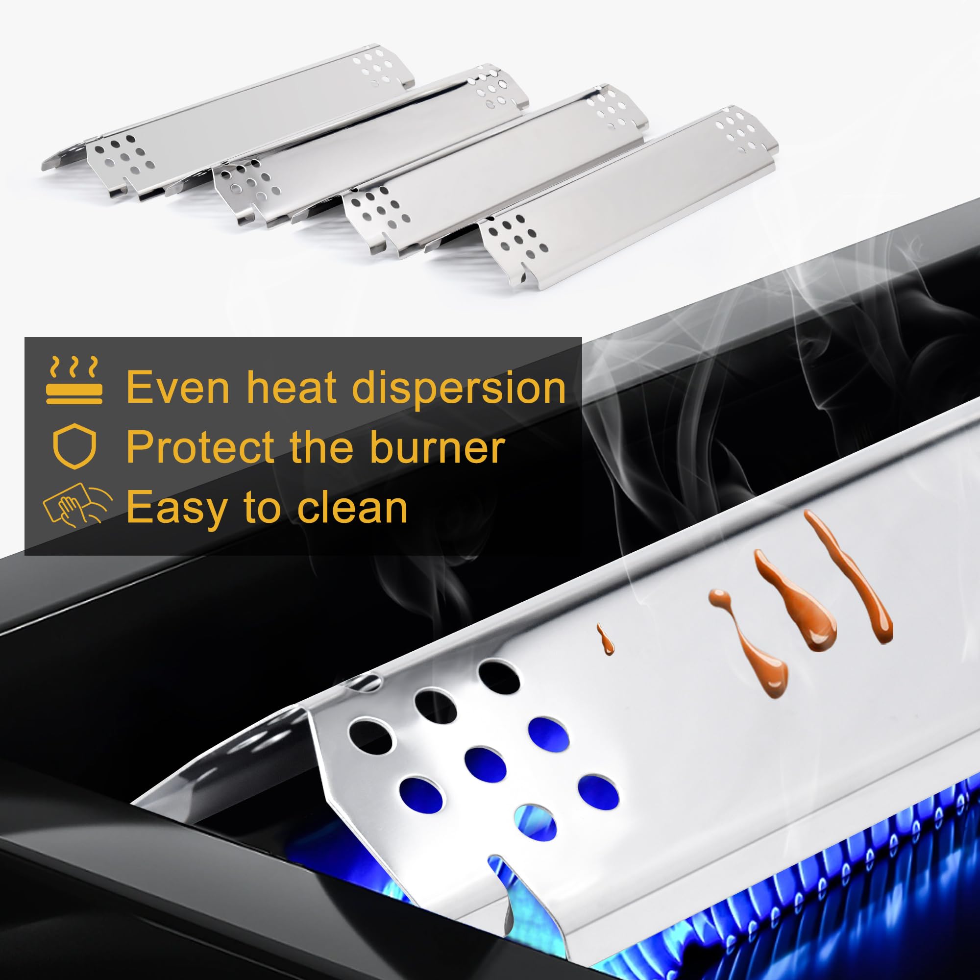 Grill Ersatzteile für Nexgrill 5 Brenner 720-0888N, 720-0888, 4 Brenner 720-0830H, 720-0783E, Verstellbare Grillfettwanne mit Auffangwanne, Heizplatten, Brenner und Zünder für Nexgrill