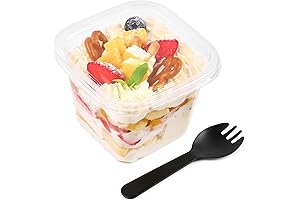 Qeirudu 50-Pack 12oz Square Parfait Containers with Lids and Spoons