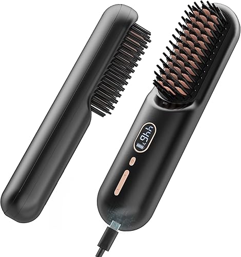 Miniatura 1 de iTayga - Cepillo alisador de pelo inalámbrico, cepillo alisador de pelo portátil mejorado para mujeres con tamaño de viaje, peine recto inalámbrico