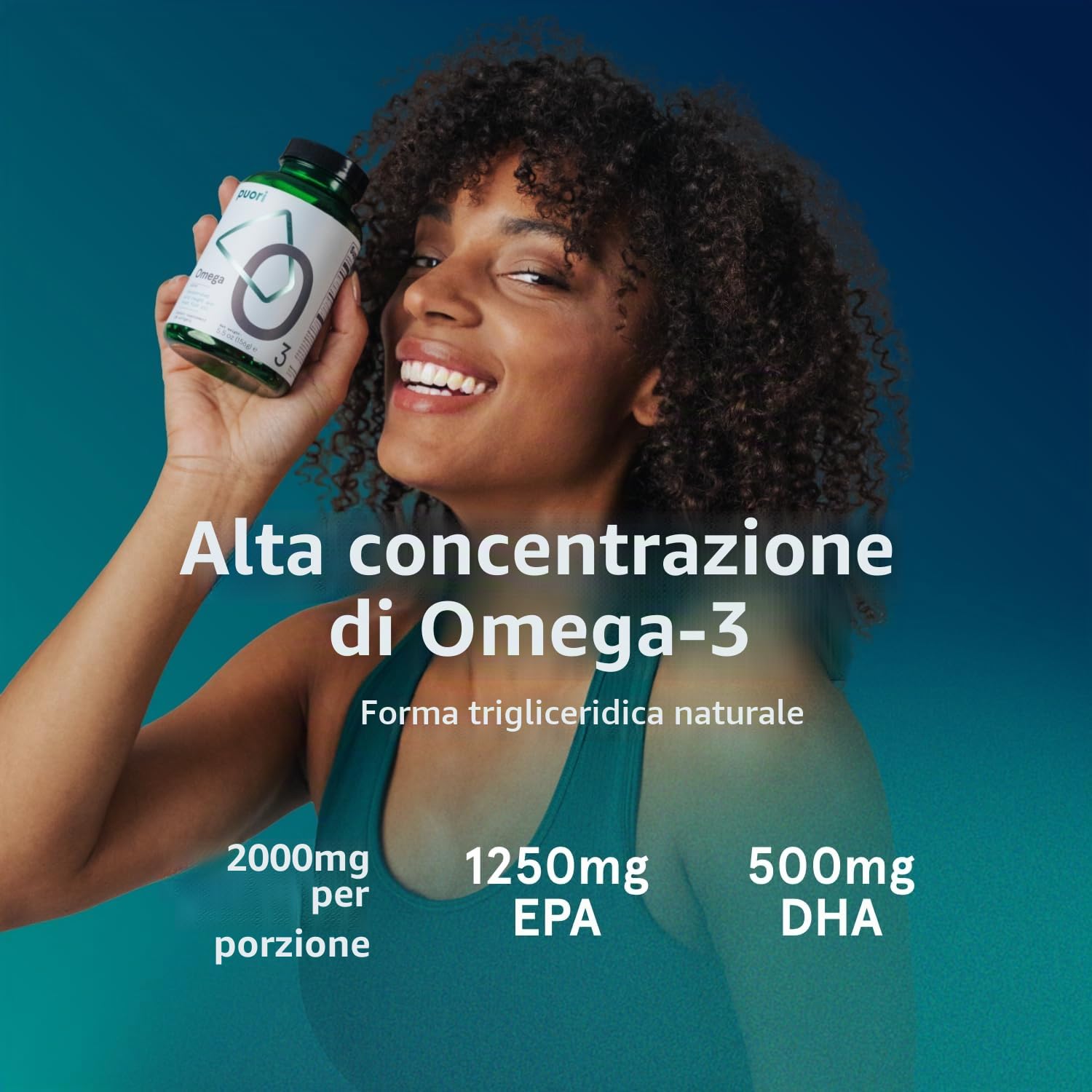 Omega 3 olio di pesce 1250 EPA 500 DHA per dose - 60 dosi - 5 stelle IFOS, Friend of the Sea, Clean Label. 180 capsule/60 dosi.