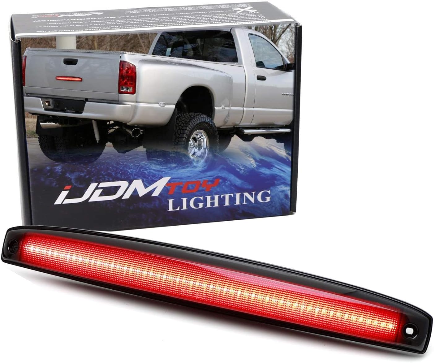 iJDMTOY Black-Out Smoked Lens 54-SMD Full LED Stripe Rear Center Tailgate ID Identification Lightbar, Compatible with 2003-2006 Dodge RAM 2500 3500 Dually DRW