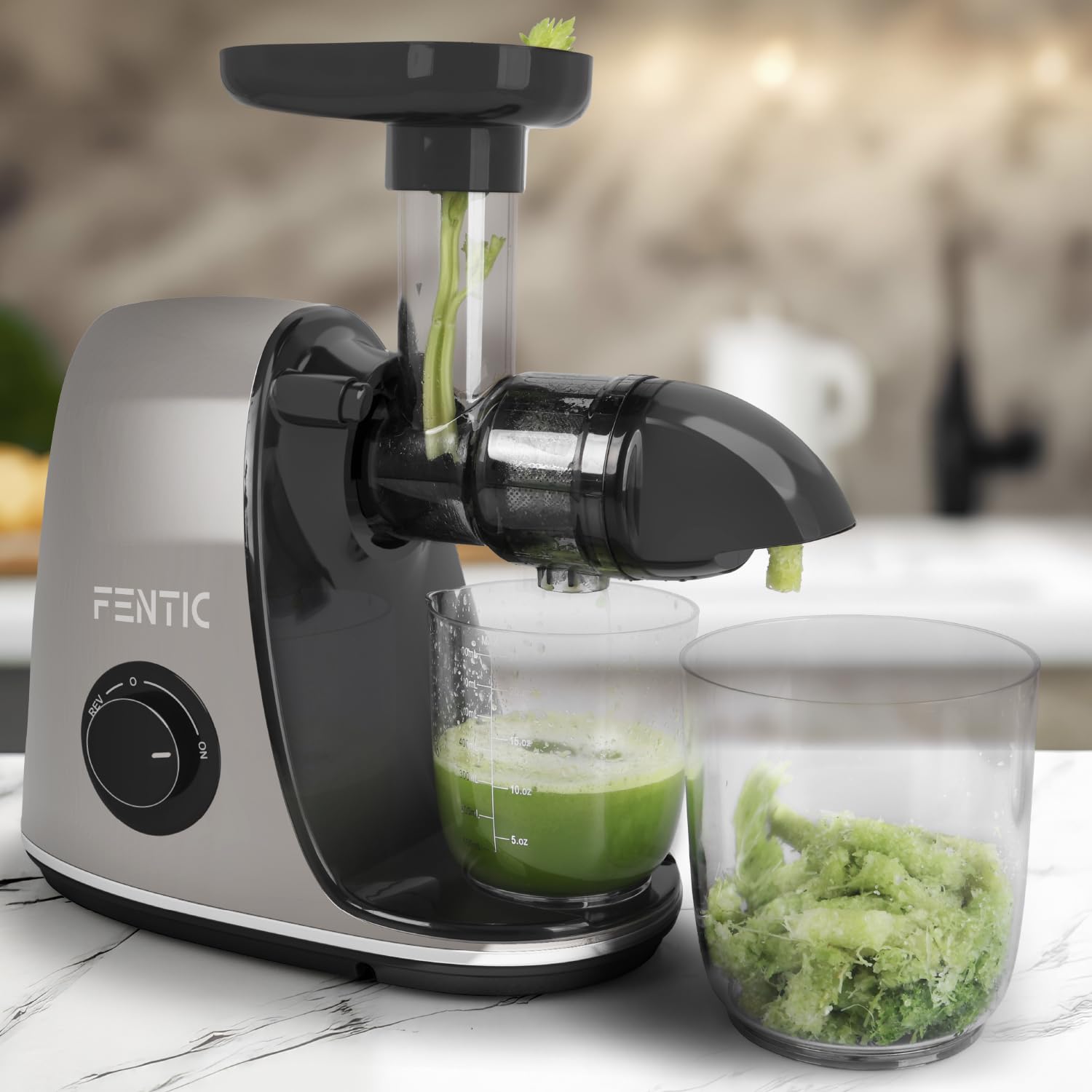 Estrattore Frutta e Verdura – Centrifuga Frutta e Verdura – Orizzontale Estrattore Di Succo con Funzione di Inversione – Motore Silenzioso e Potente - Con Tazza per Polpa e Succo