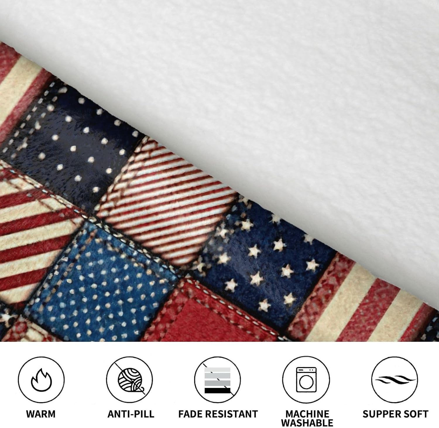 American Flag Patchwork Print Oversized Blanket Hoodie, Wearable Blanket Hooded,Hooded Pullover With Pocket
