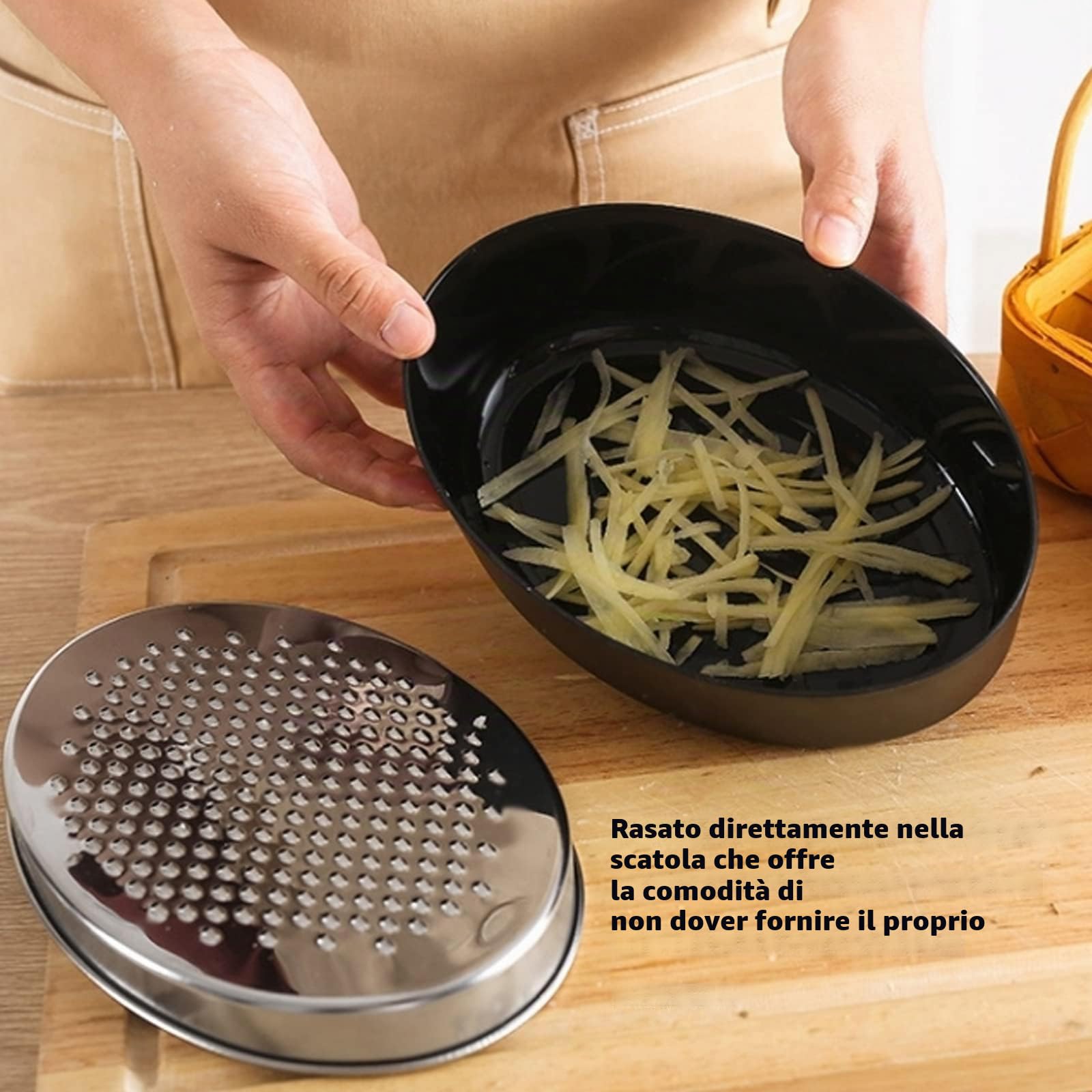 Grattugia per formaggio con contenitore e coperchio, grattugia per cucina con coperchio di 2 dimensioni, grattugia per zenzero, verdure, aglio, limone, burro, cioccolato