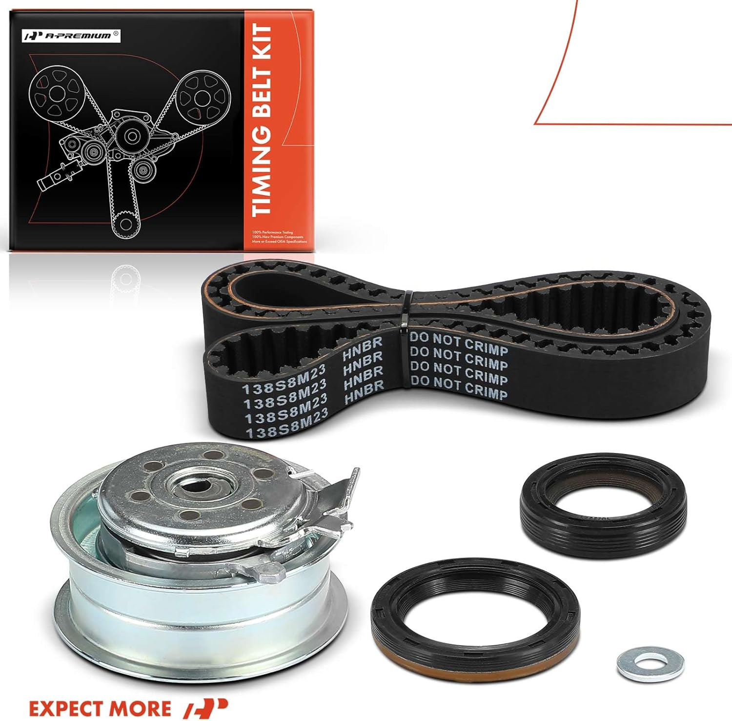 A-Premium Engine Timing Belt Kit Compatible with Volkswagen Cars - Jetta 1999-2008/2011-2015, Golf 1999-2006, Beetle 1998-2005, Golf City 2007-2010, Jetta City 2007-2008 - 2.0L