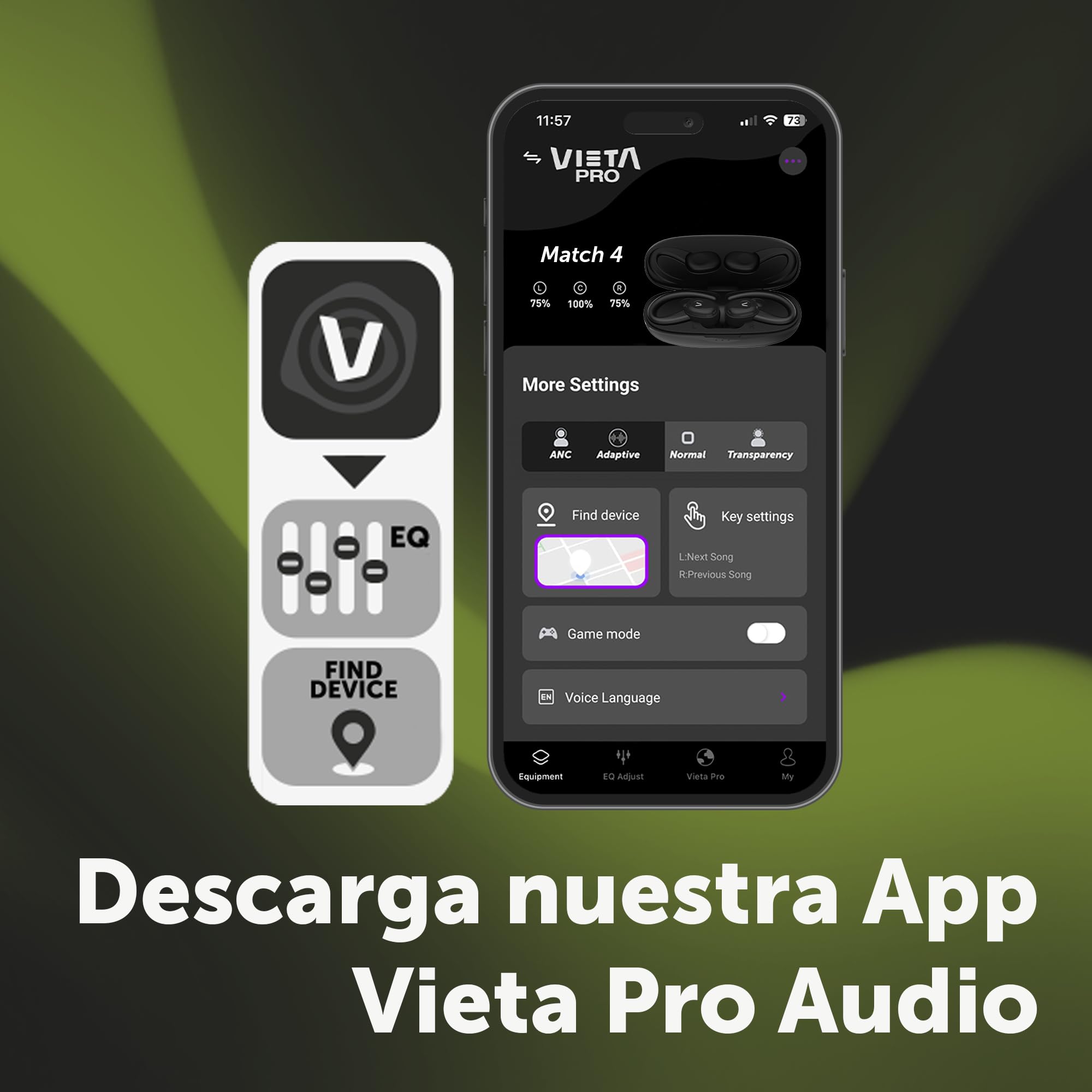Vieta Pro Auriculares Deportivos con Cancelación de Ruido Bluetooth 5.3, Autonomía 22h, Resistencia al Agua IPX5 - Match 4