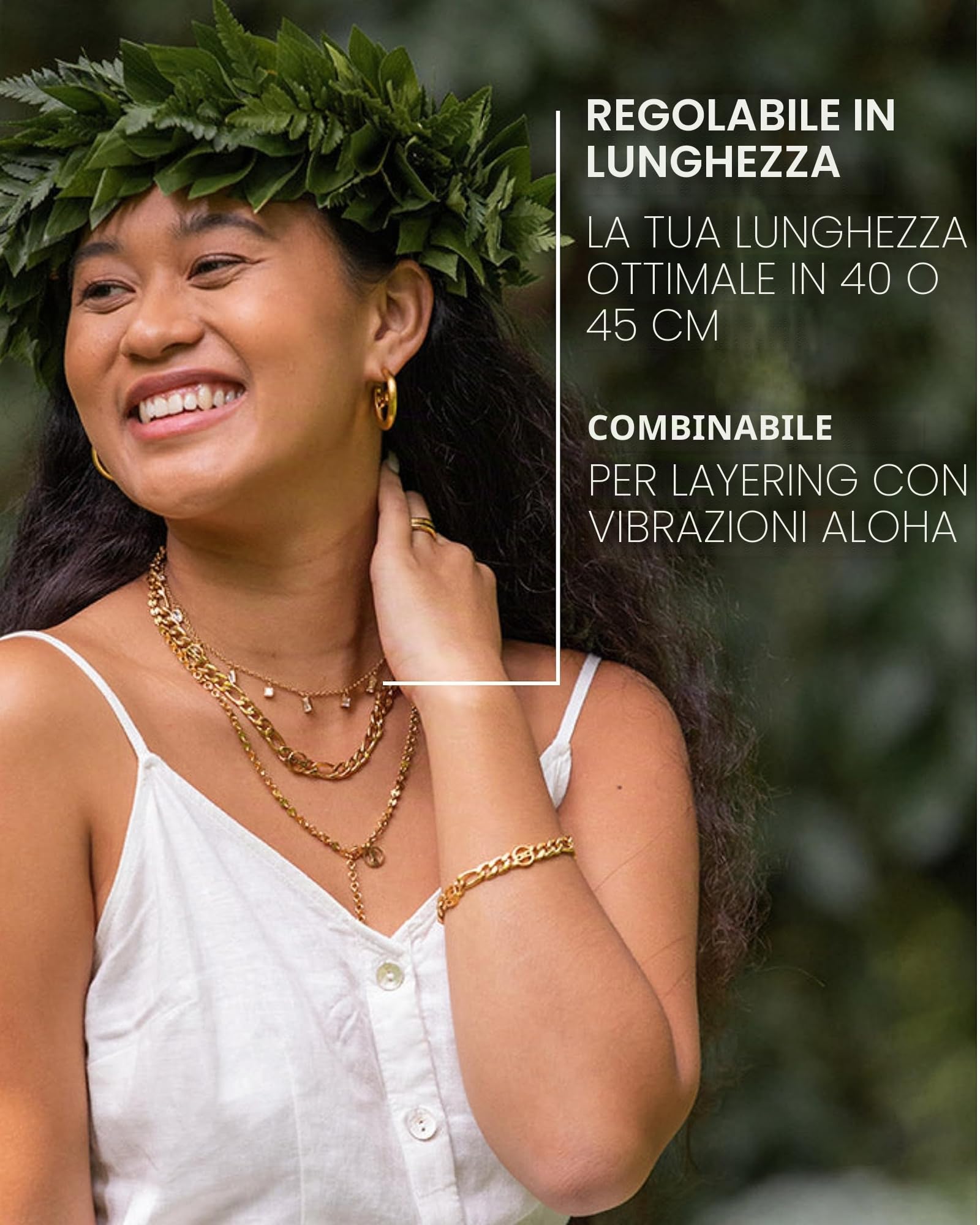 Purelei Powder - Collana da donna in acciaio inox resistente, impermeabile, lunghezza regolabile da 40 a 45 cm, per un look personalizzato