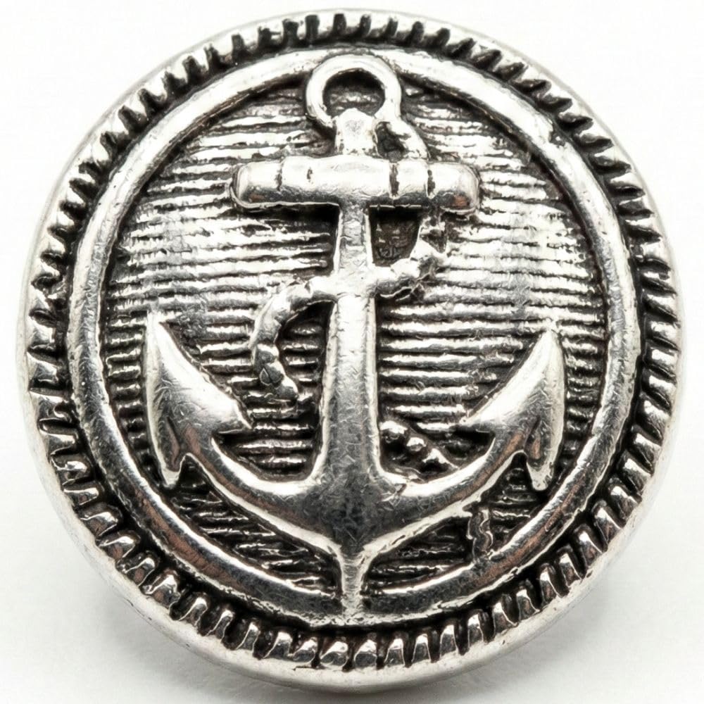 Silver Anchor Metallic Shank Buttons 15mm 2 Pack โ image 1