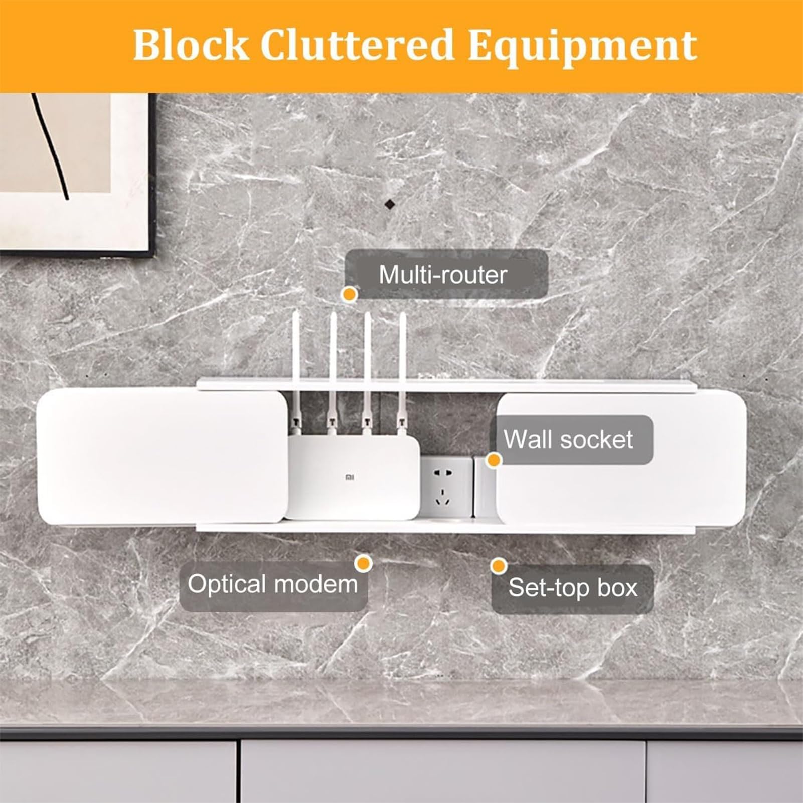 Mueble de Madera for Router WiFi, Caja de Almacenamiento Para Enrutador de Pared, Estante for Módem, Organizador de Cables, Puerta Corredera Tradicional(Wit,80cm/31.5in)