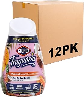Clorox Fraganzia Gel Air Freshener Cone, Hawaiian Escape Scent - No-Plug, Battery-Free Air Freshener for Small Rooms, Closets, Kitchens, Bathrooms, Offices and More, 6 Ounce - 12 Pack
