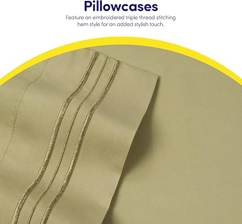 Miniatura 7 de 1500 Supreme Collection - Juegos de sábanas y fundas de almohada para hoteles, colchones, sábanas extrasuaves con correas elásticas en las esquinas