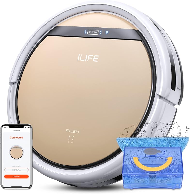 V5s Plus Robot Vacuum and Mop Combo | Remote, App & Voice Control, Automatic Self-Charging, Slim & Quiet, Ideal for Hard Floors Carpets and Pet Hair