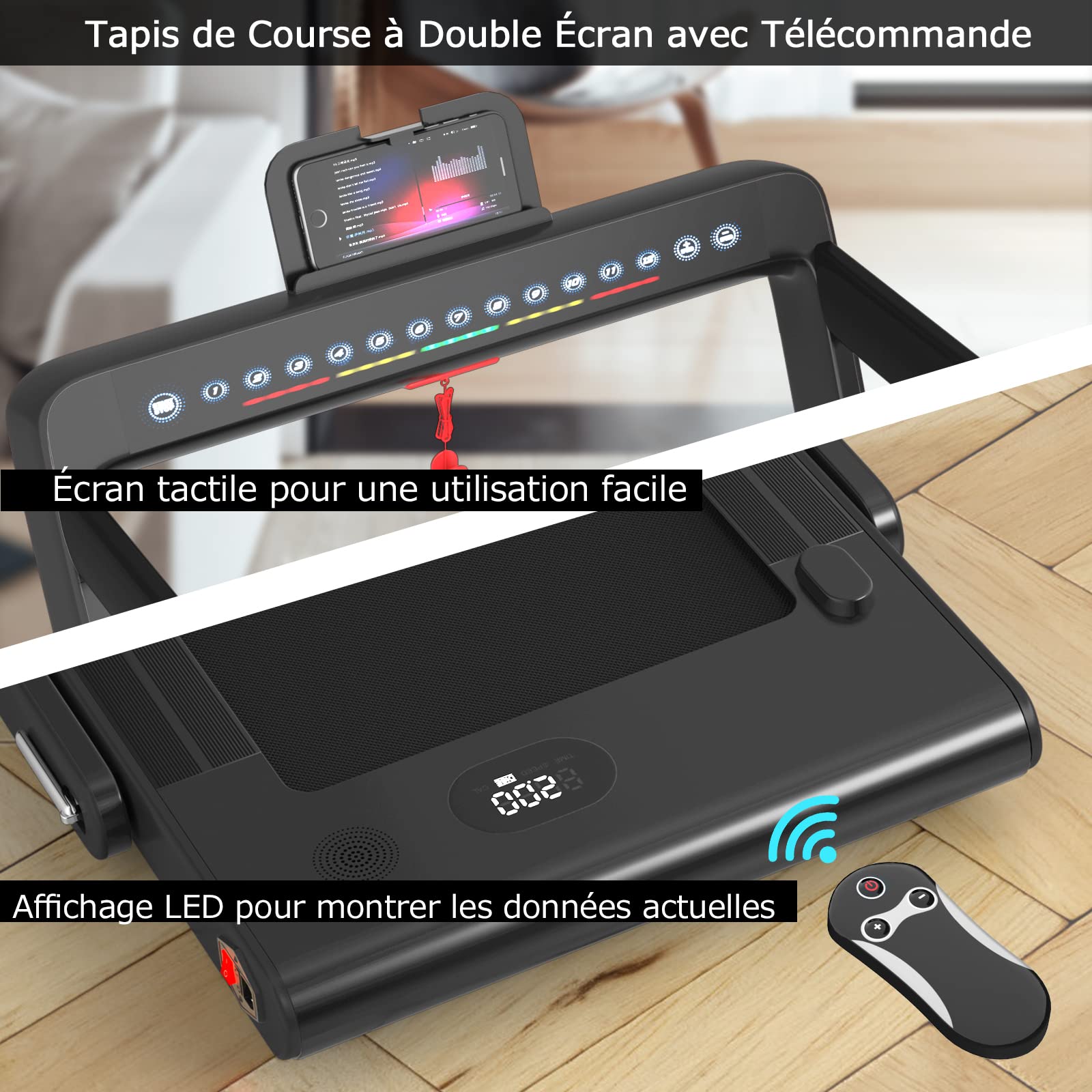 COSTWAY Tapis de Course Électrique Pliable 2 en 1