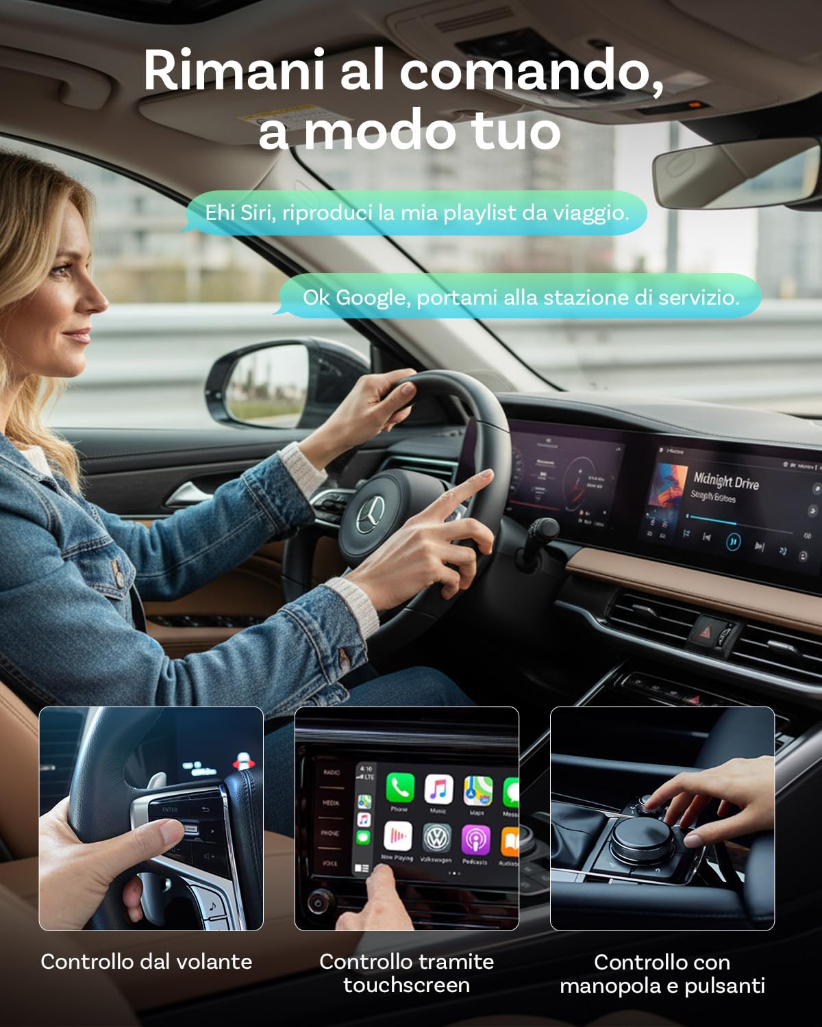 OTTOCAST Mini Pico 2026 Aggiornato, Adattatore Wireless 2 in 1 CarPlay e Android Auto con Adattatore USB-A/C, Cambio Telefono con un Solo Pulsante, Connessione Veloce per Telefoni iOS 10+ Android 11+