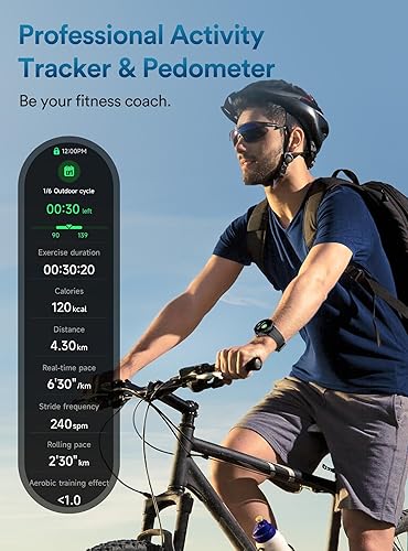 Miniatura 5 de Quican Reloj inteligente, rastreador de fitness con altavoz de llamadas Dail, pantalla táctil HD IP68 resistente al agua, 100 modos deportivos,