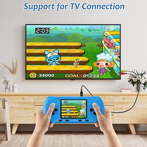 Miniatura 3 de Juego de mano precargado 258 videojuegos retro, batería recargable de 1020 mAh, pantalla LCD de 3.0 pulgadas, azul
