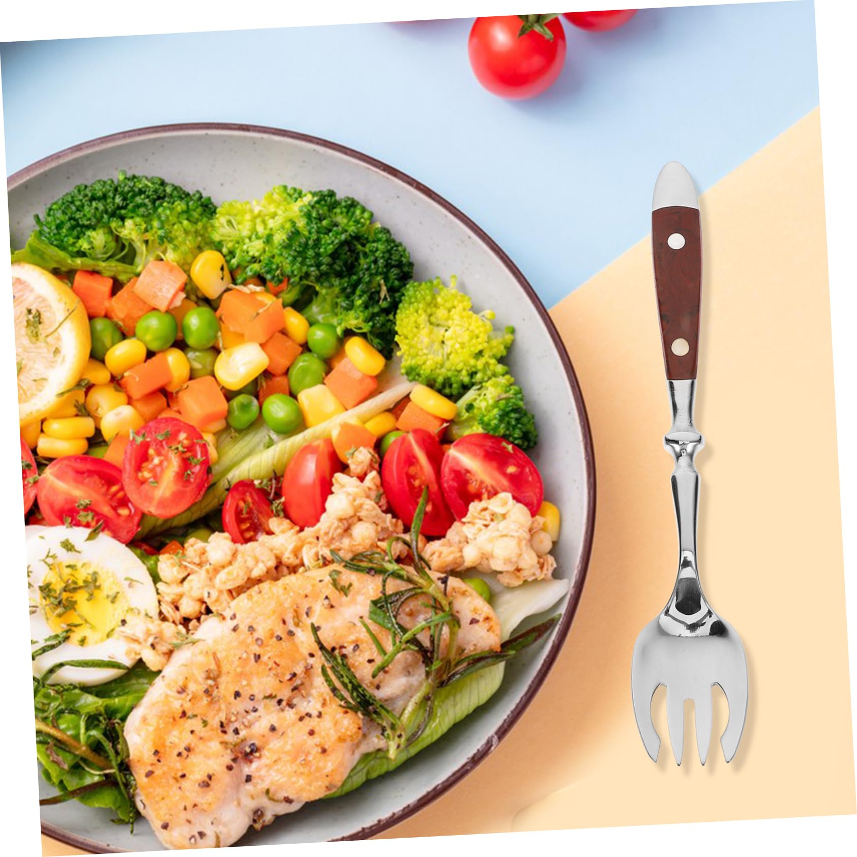 BUGUUYO Fruit Forks Stainless Steel Cutlery Wooden Handle Forks Ideal for Desserts Cake Appetizers