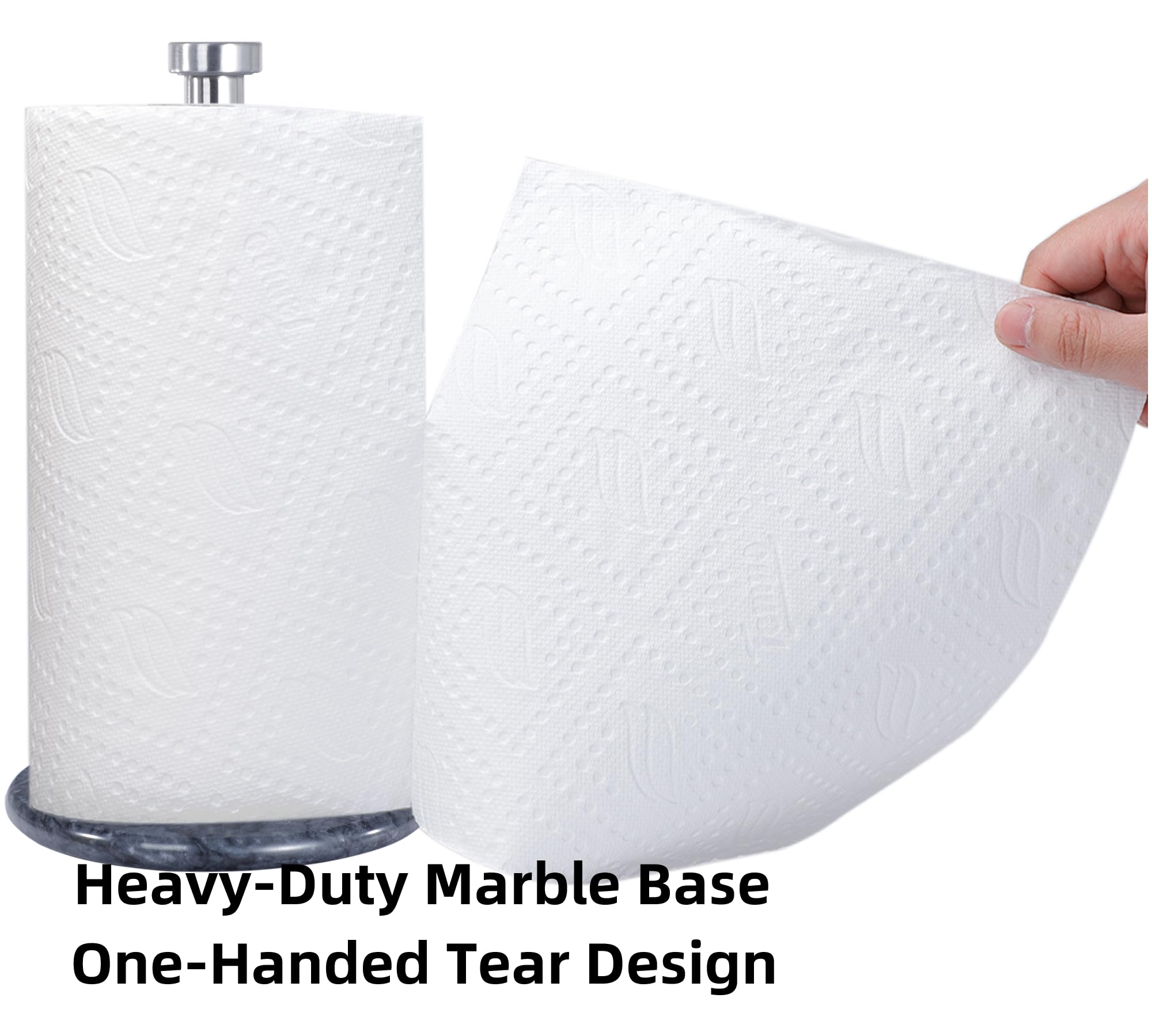 Soporte para toallas de papel con base de mármol, dispensador vertical de rollo de papel de 13 x 7 pulgadas con base antideslizante pesada para un fácil desgarro con una sola mano, para encimeras,