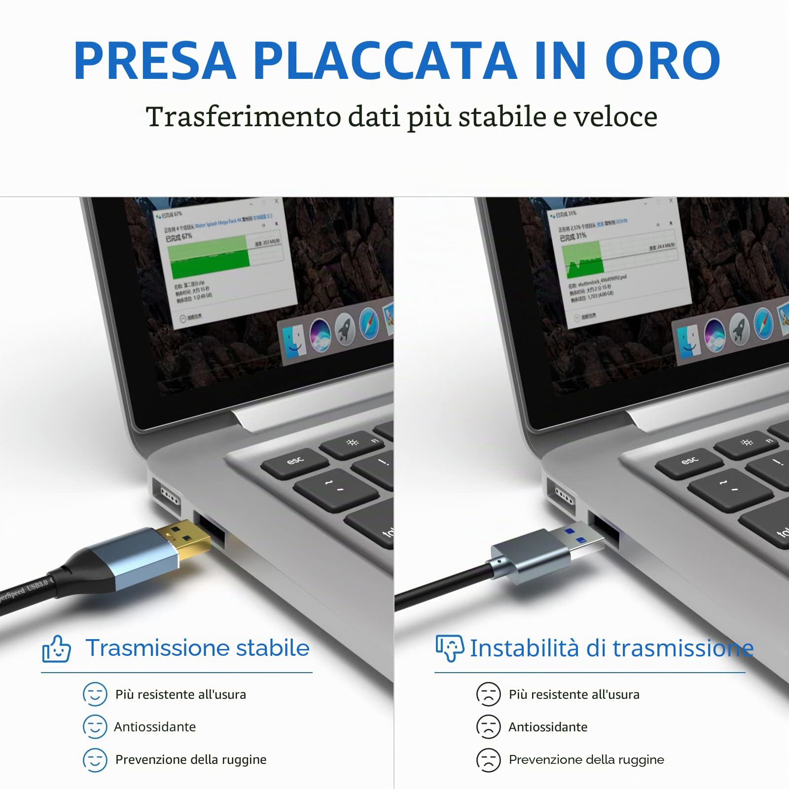 Cavo di prolunga USB 3.0 15 m, tipo A maschio a femmina, attivo con 2 chipset, amplificatore di segnale e 1 porta di ricarica USB-C, per webcam, stampante, fotocamera