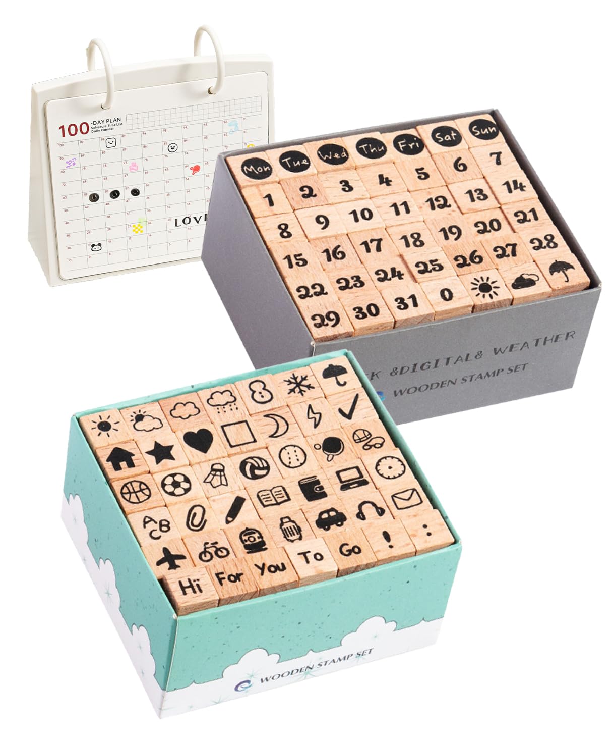 Amazon.co.jp: S.fields.inc 木製スタンプ はんこ 84個セット ゴム印