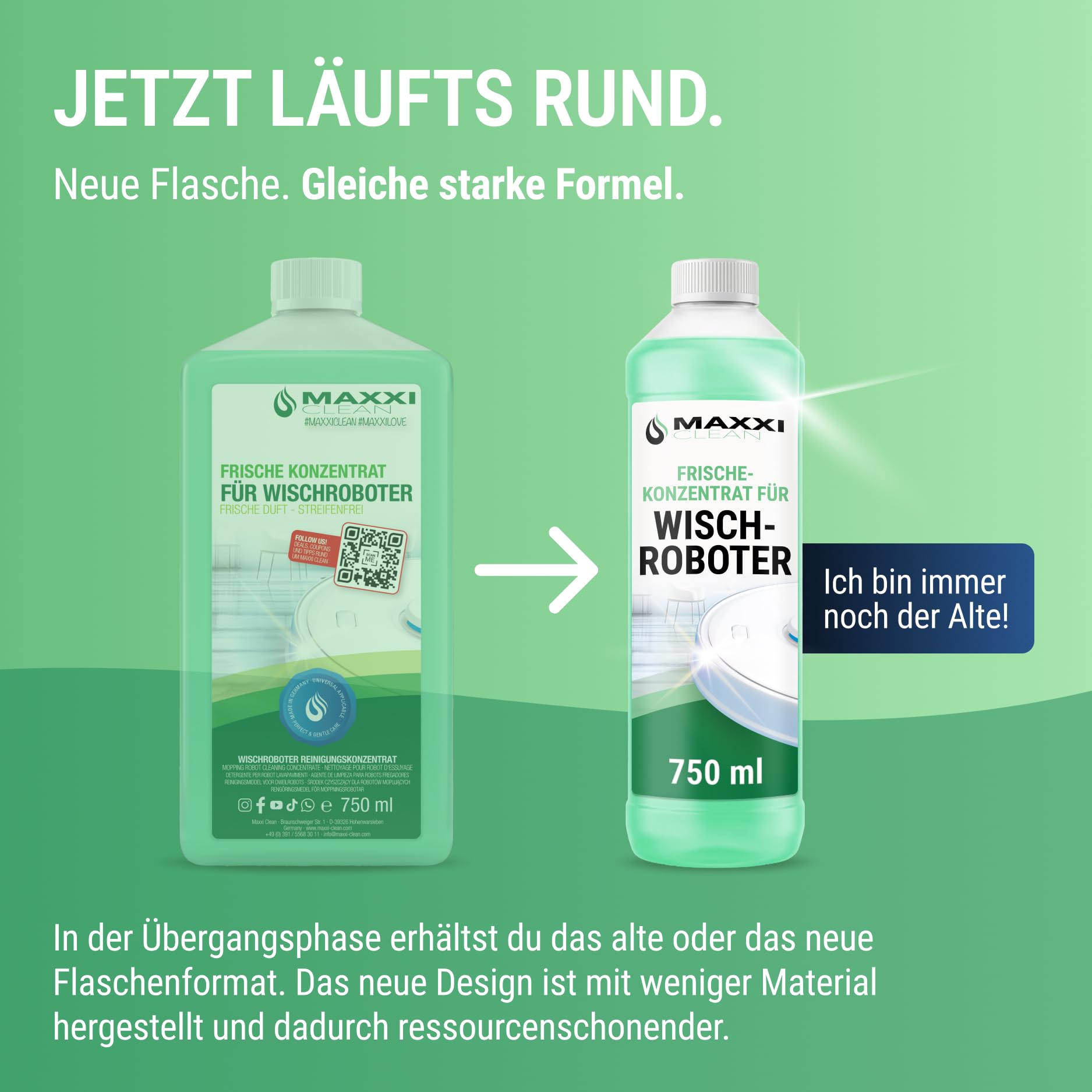 Maxxi Clean | 2 x 750 ml środek do czyszczenia dna o świeżym zapachu, odpowiedni do wszystkich robotów do wycierania, uniwersalny koncentrat czyszczący, płyn do wycierania podłogi, parkietu, płytek