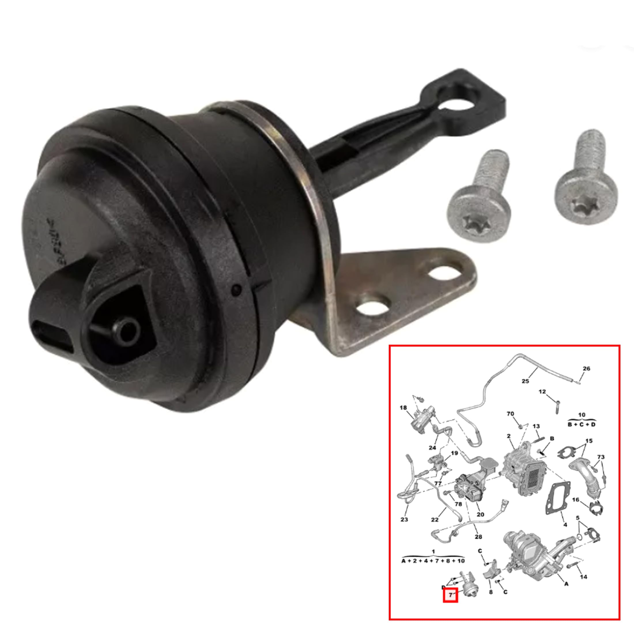 Partsline Vanne de Dépression EGR compatible avec C4 Picasso II, C4 Spacetourer, C5 Aircross, DS4, DS5, Jumper II, Jumpy III, 3008, 308, 5008, 508, Boxer, Expert, Traveller 2.0 BlueHDi - 9800110380