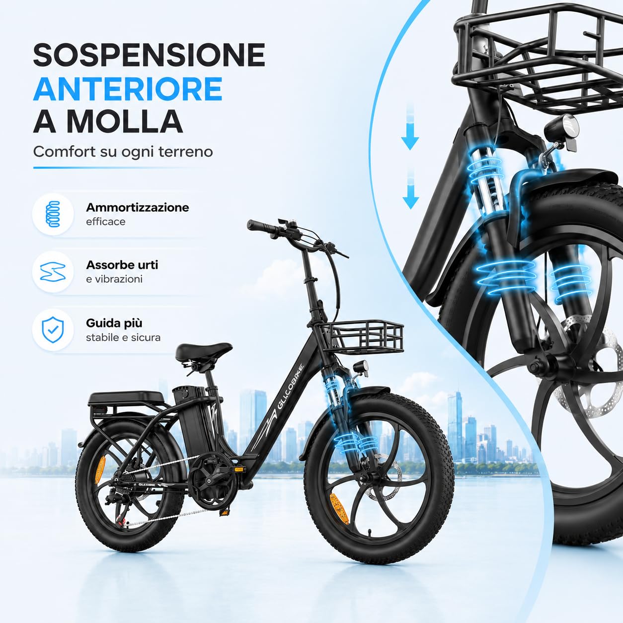 20" Bicicletta Elettrica Pieghevole, Batteria Rimovibile 48V20AH Autonomia Di 120Km Bici Elettrica，7 Velocità E Freni A Disco Idraulici Bici Elettrica Uomo ，E-Bike Da Per Adulti (nero)