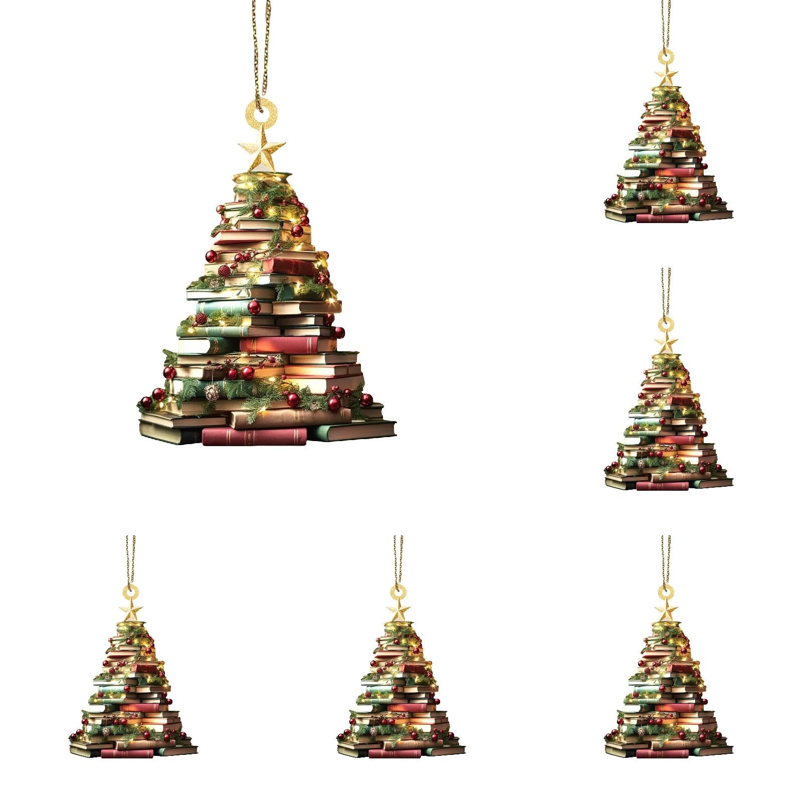 Feelcrag Christmas Hanging Ornament,Tree Ornament Gift Tree Ornament Shelf Ornaments For Indoor And Outdoor Decoration Christmas Hanging Decorations Bookworm Bookshelf Decoration For Home Party Gifts