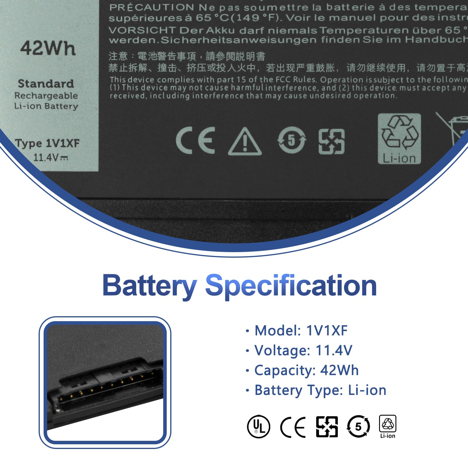 ANTIEE 42Wh 1V1XF Laptop Batería para DELL Latitude 5400 5500 E5400 E5500 | Inspiron 7590 7591 2n1 2-in-1 Precision 3540 M3540 Mobile Workstation Series P84F P98G P80F R8D7N 49HG8 H82T6 K7C4H TNT6H