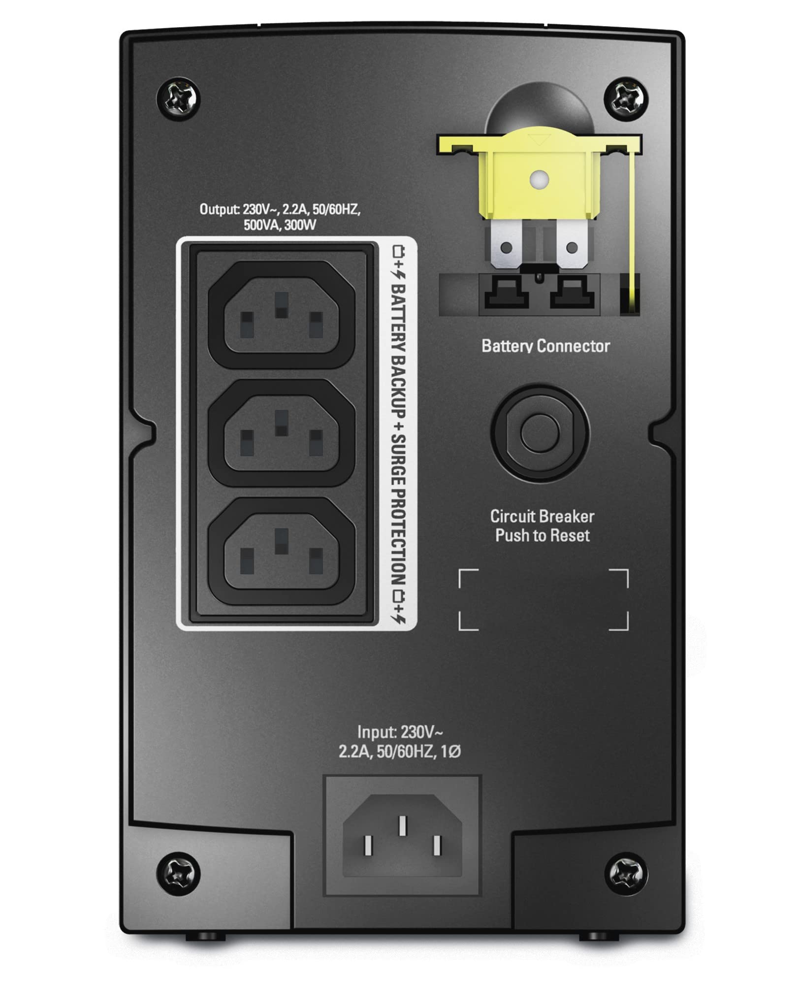 APC Back-UPS BX - BX500CI - Unterbrechungsfreie Stromversorgung 300 W - 500VA (AVR, 3 IEC Ausgänge), schwarz