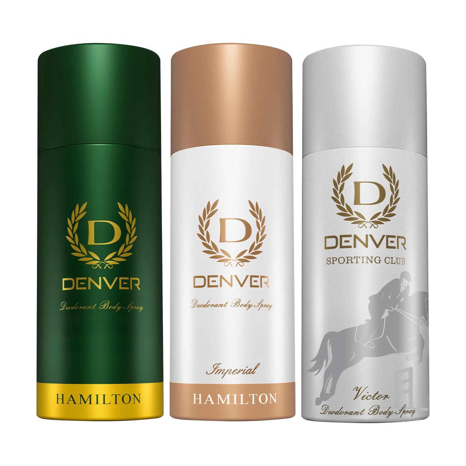 Denver Hamilton, Imperial (150 ML Each) & Victor 165 ML Deodorant for Men- Each (Pack of 3)