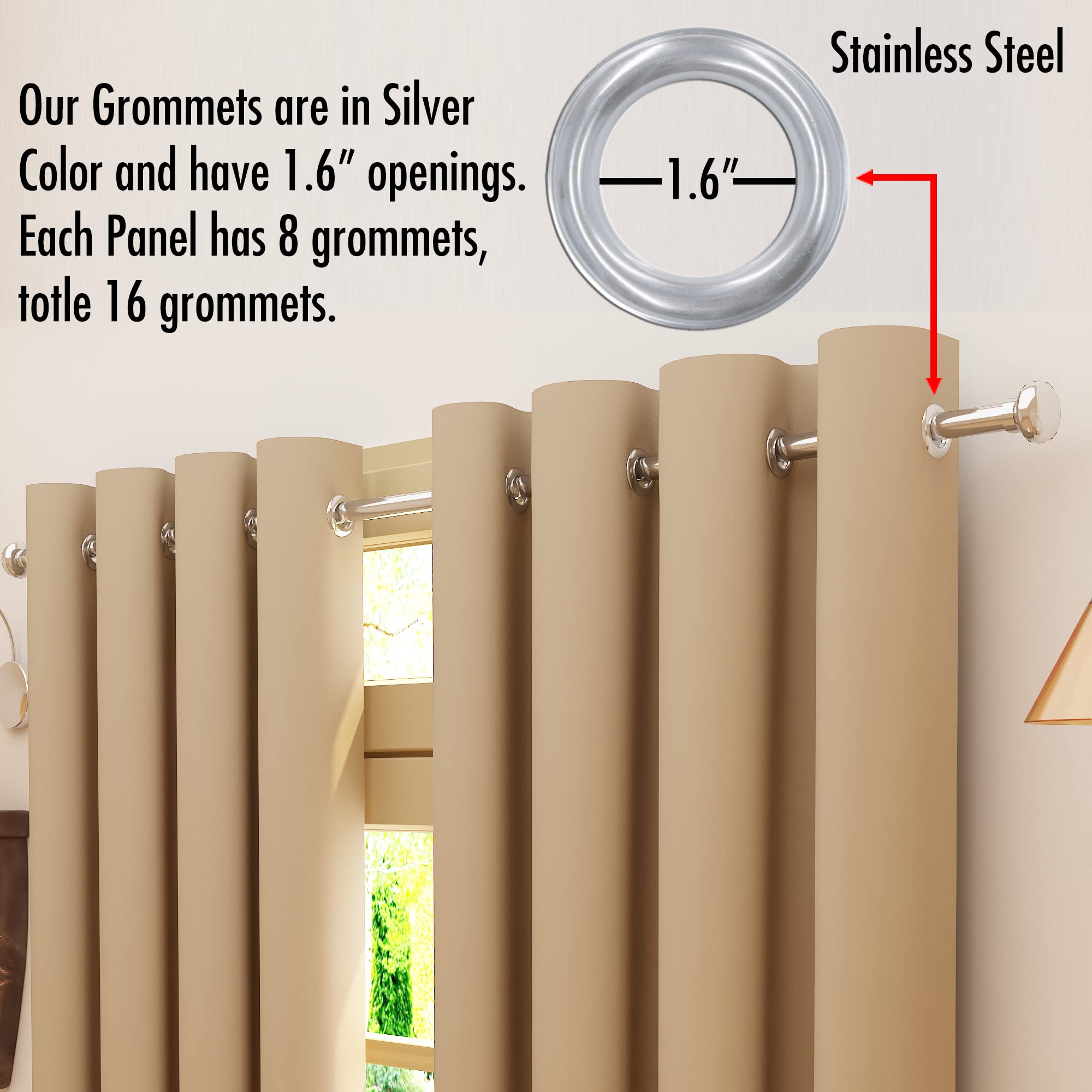 DREAM CARE Solid Blackout Curtains for Door | Size: 7 Feet (213.36 cm) | Set of 2 (Beige)