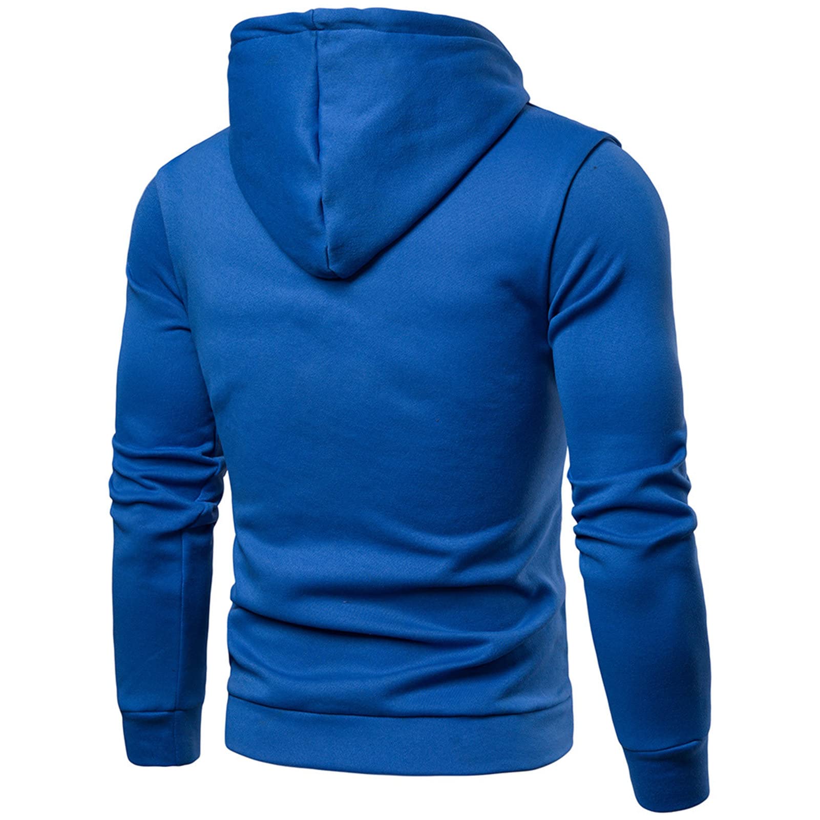 Maiyifu-GJ Men's Casual Solid Pullover Hoodies Long Sleeves Gym Hooded Sweatshirt Lightweight Drawstring Athletic Hoodie (Blue,X-Large)