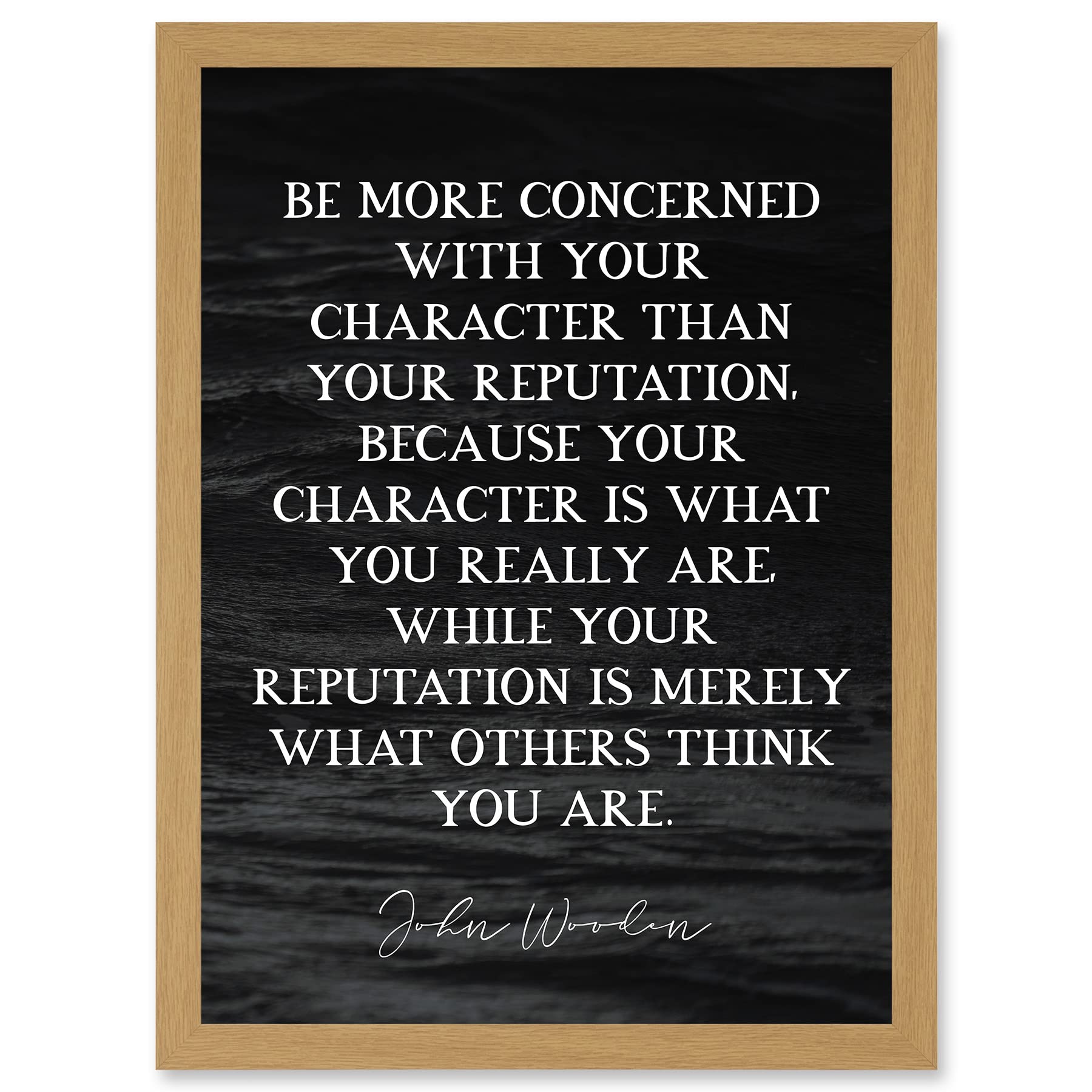 Artery8 Slate Quote John Wooden Reputation Character Is What You Are Coach Basketball Inspiring Sports Artwork Framed Wall Art Print A4