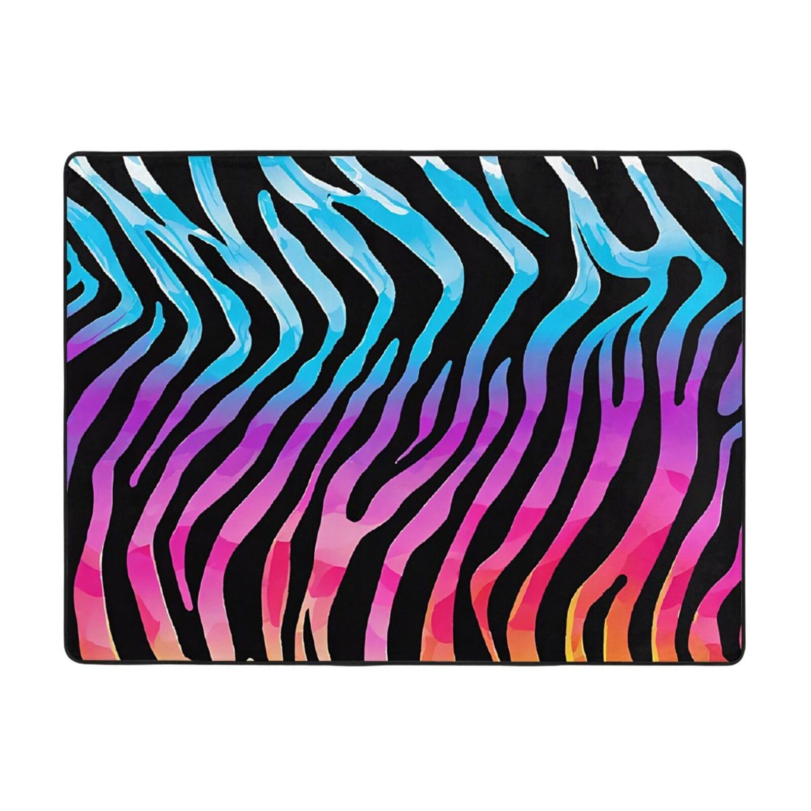Tapis d'intérieur moderne antidérapant zèbre 160x121cm doux