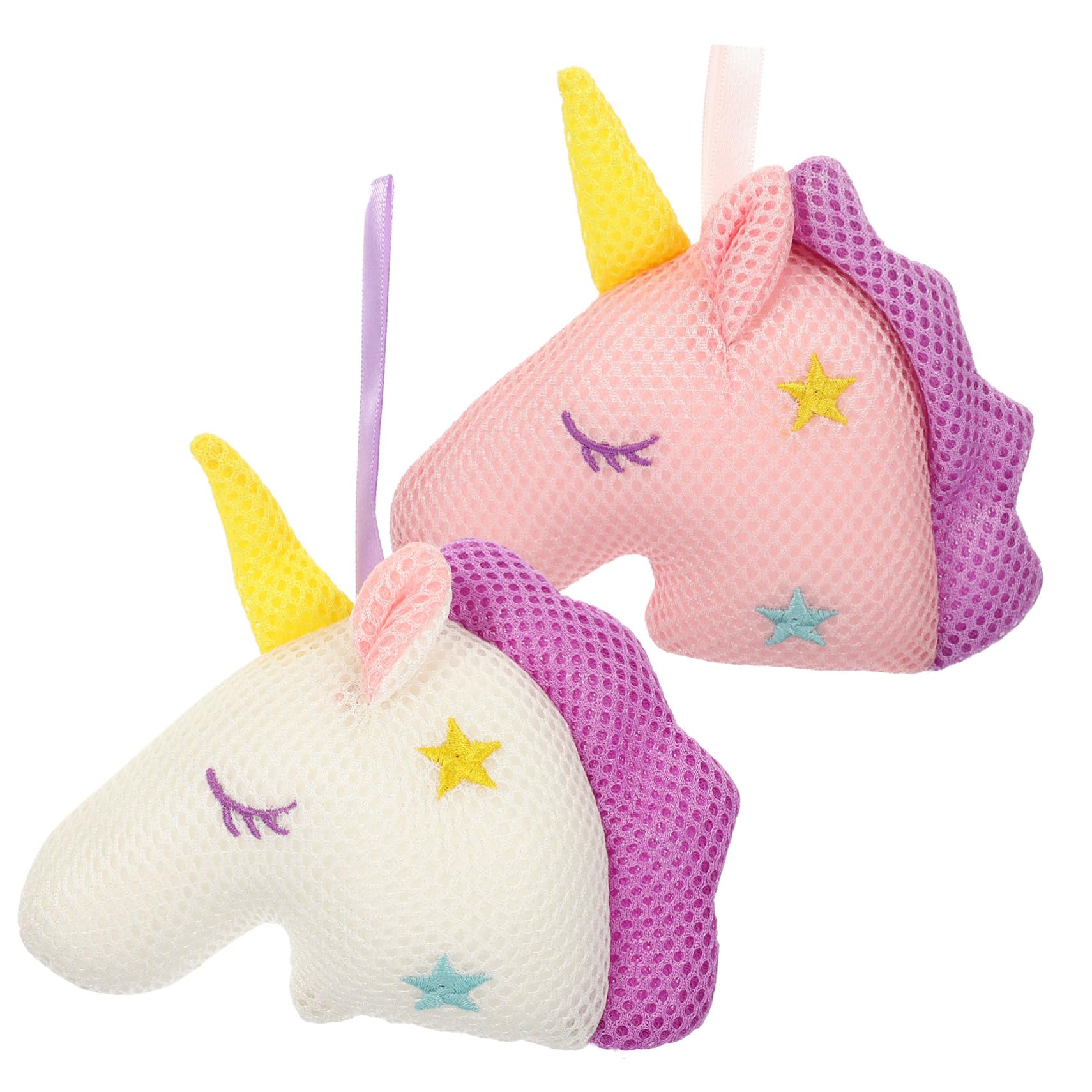 Healvian 4pezzi Spugne Esfolianti Per Bagno Unicorno Da Bianco e Rosa Per Pulizia Profonda e Relax Della Con Cordino Per Asciugatura e Riposo Per Uomini e Donne