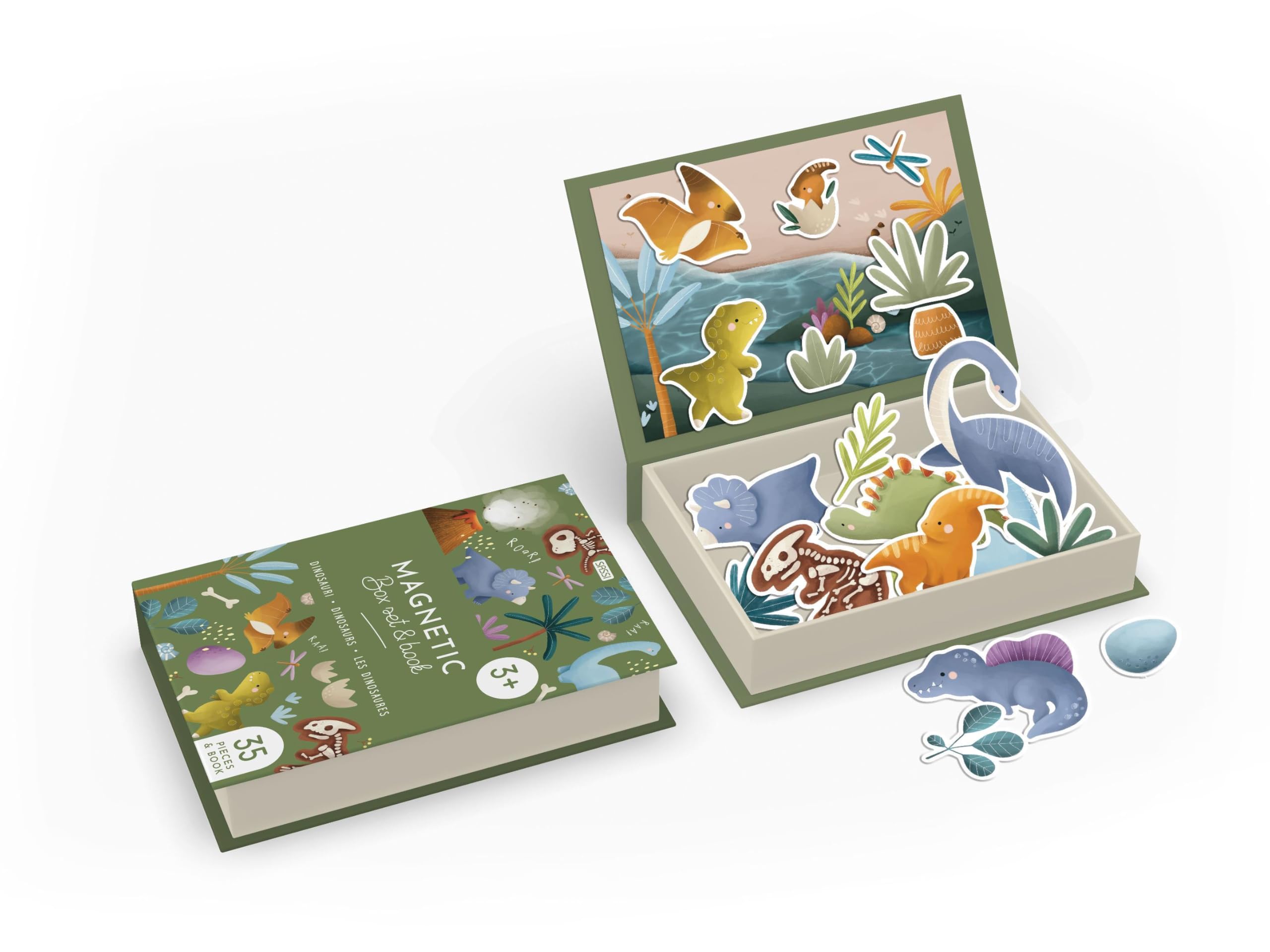 Dinosauri-Dinosaurs-Les dinosaures. Magnetic box e book. Ediz. multilingue. Con 35 magneti: Magnetic Box Set
