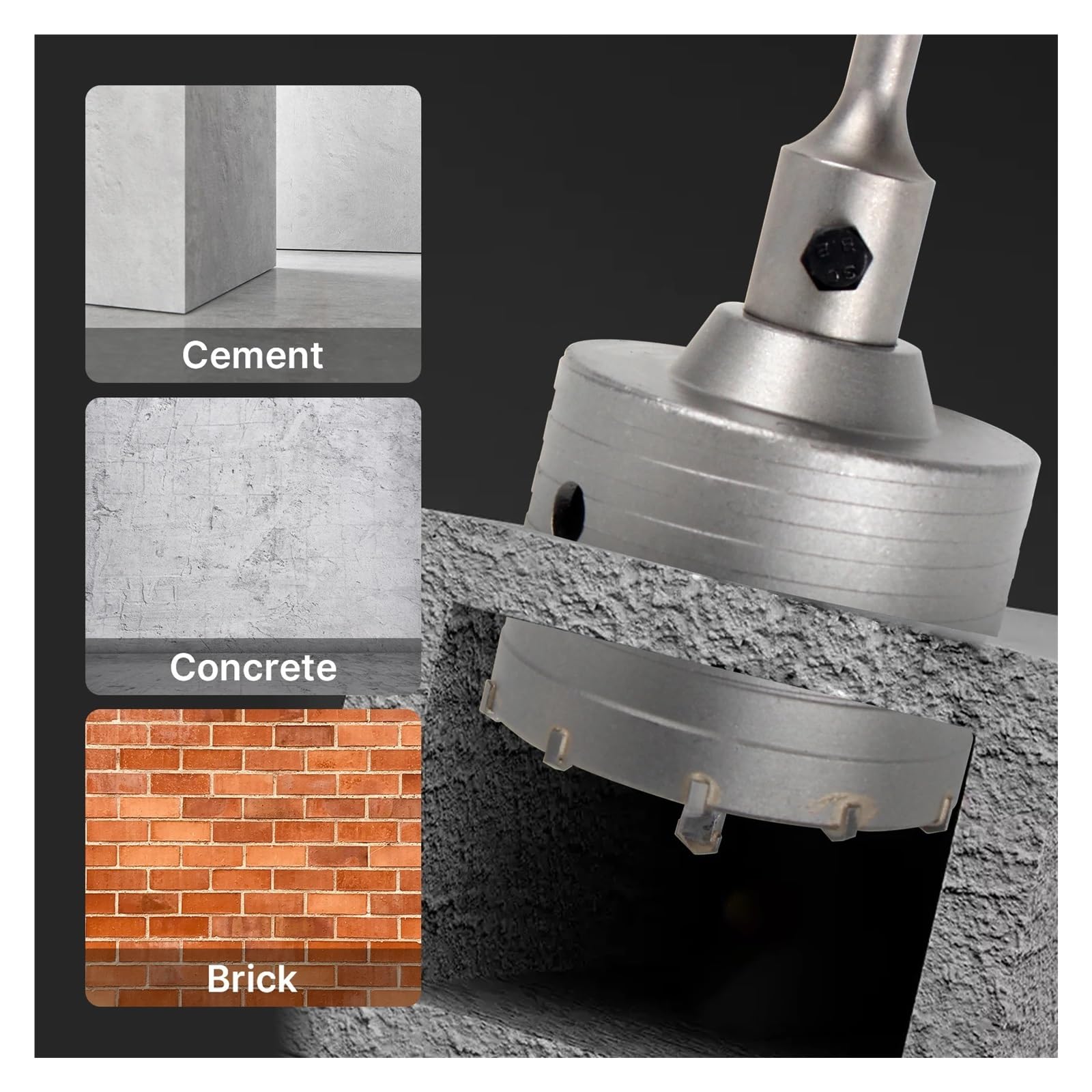 Broca De Corona De Aleación De Carburo De 68 Mm For Hormigón, SDS PLUS, For Taladro Eléctrico Hueco, For Tuberías De Aire Acondicionado, Cemento Y Piedra.