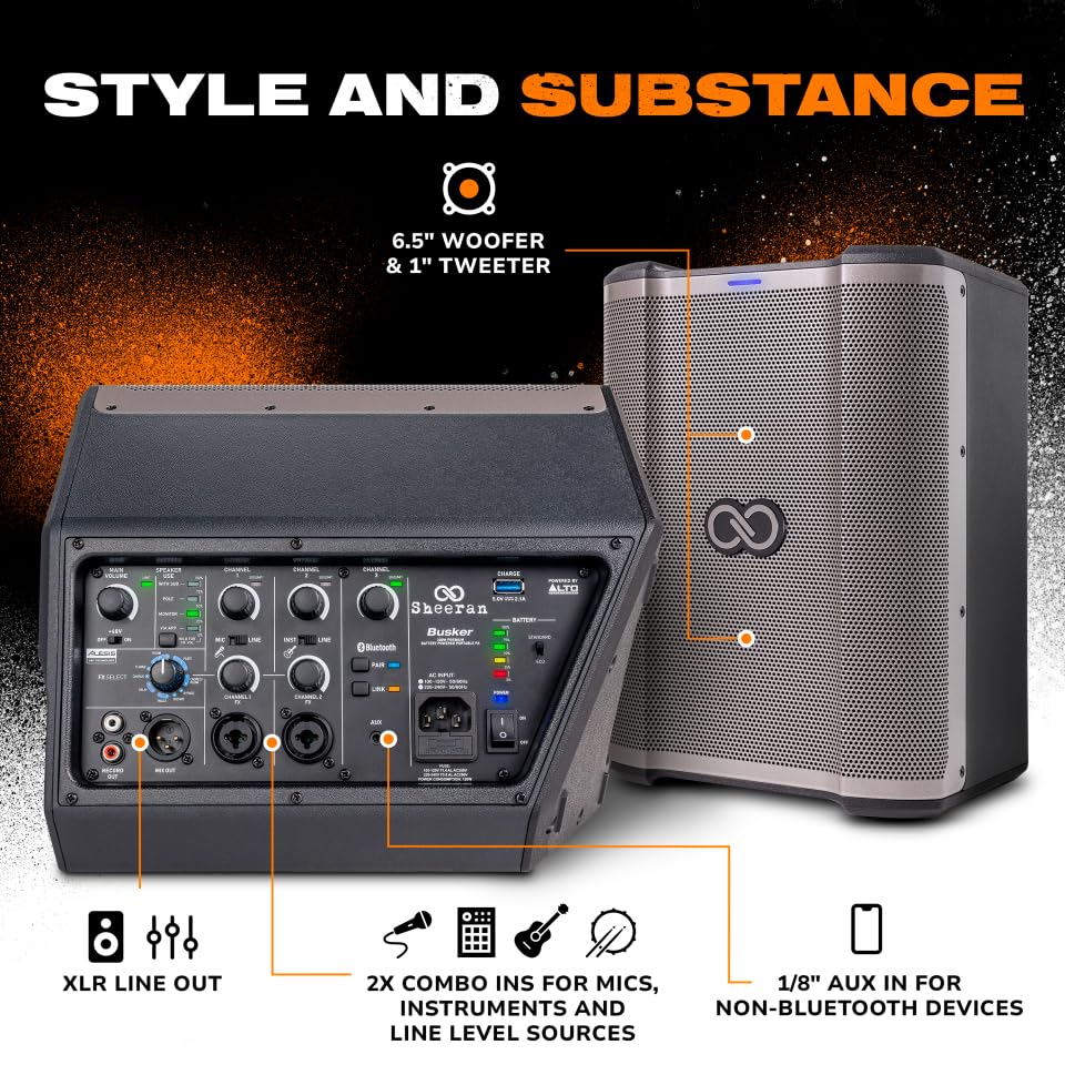 Sheeran Busker 200W バッテリー駆動ポータブルPA SHEERAN Special Edition Busker - 200W Portable PA Speaker with